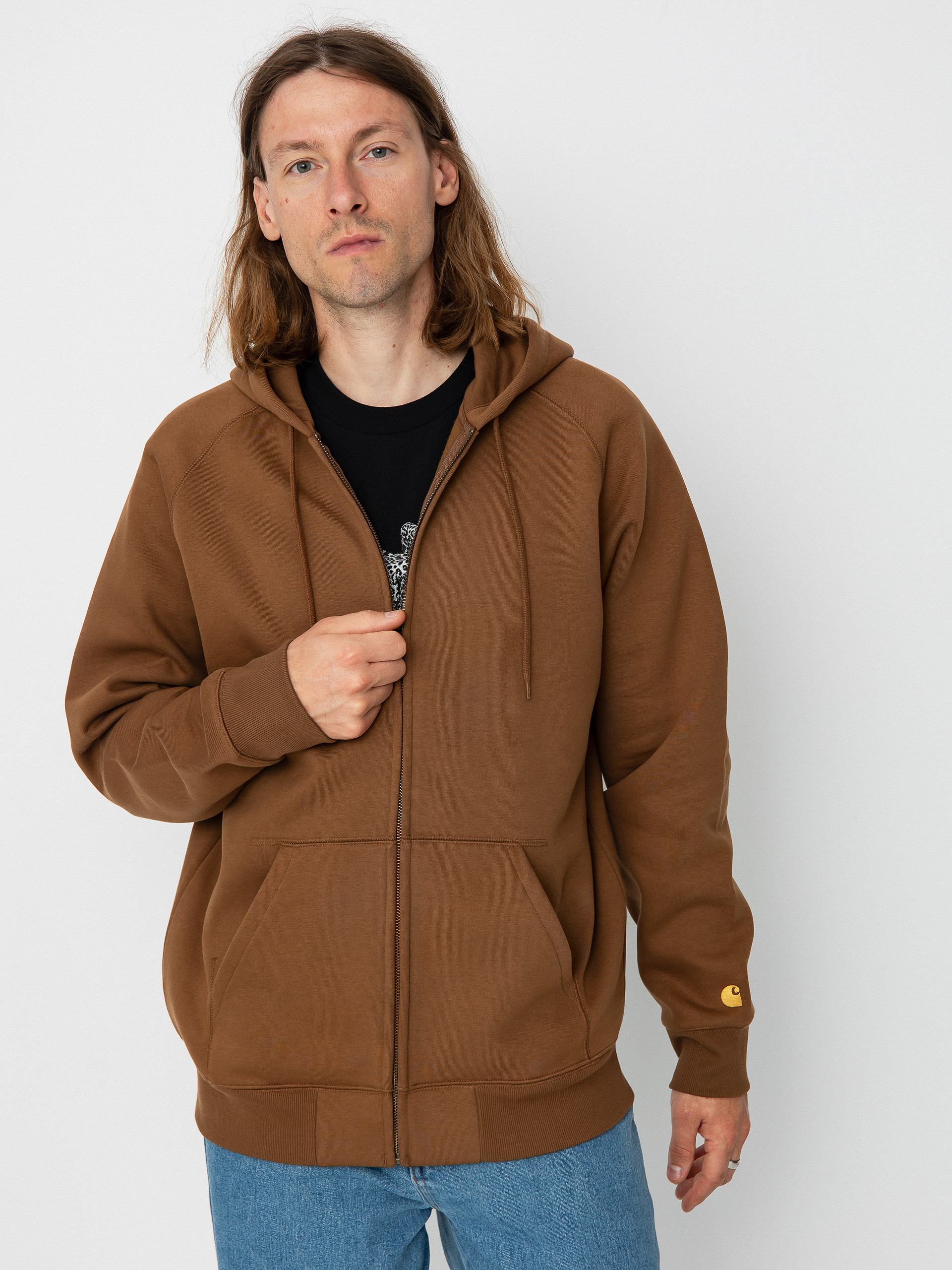 Hanorac cu glugă Carhartt WIP Chase ZHD (tamarind/gold)