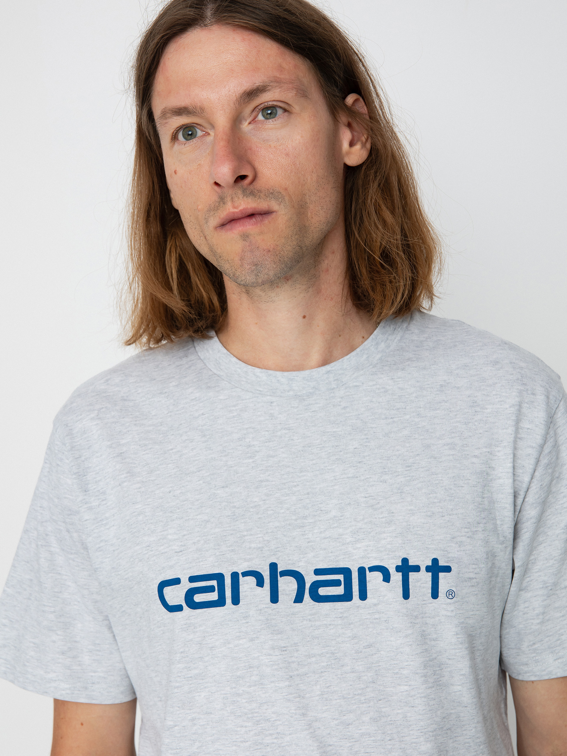 Tricou Carhartt WIP Script (ash heather/liberty)