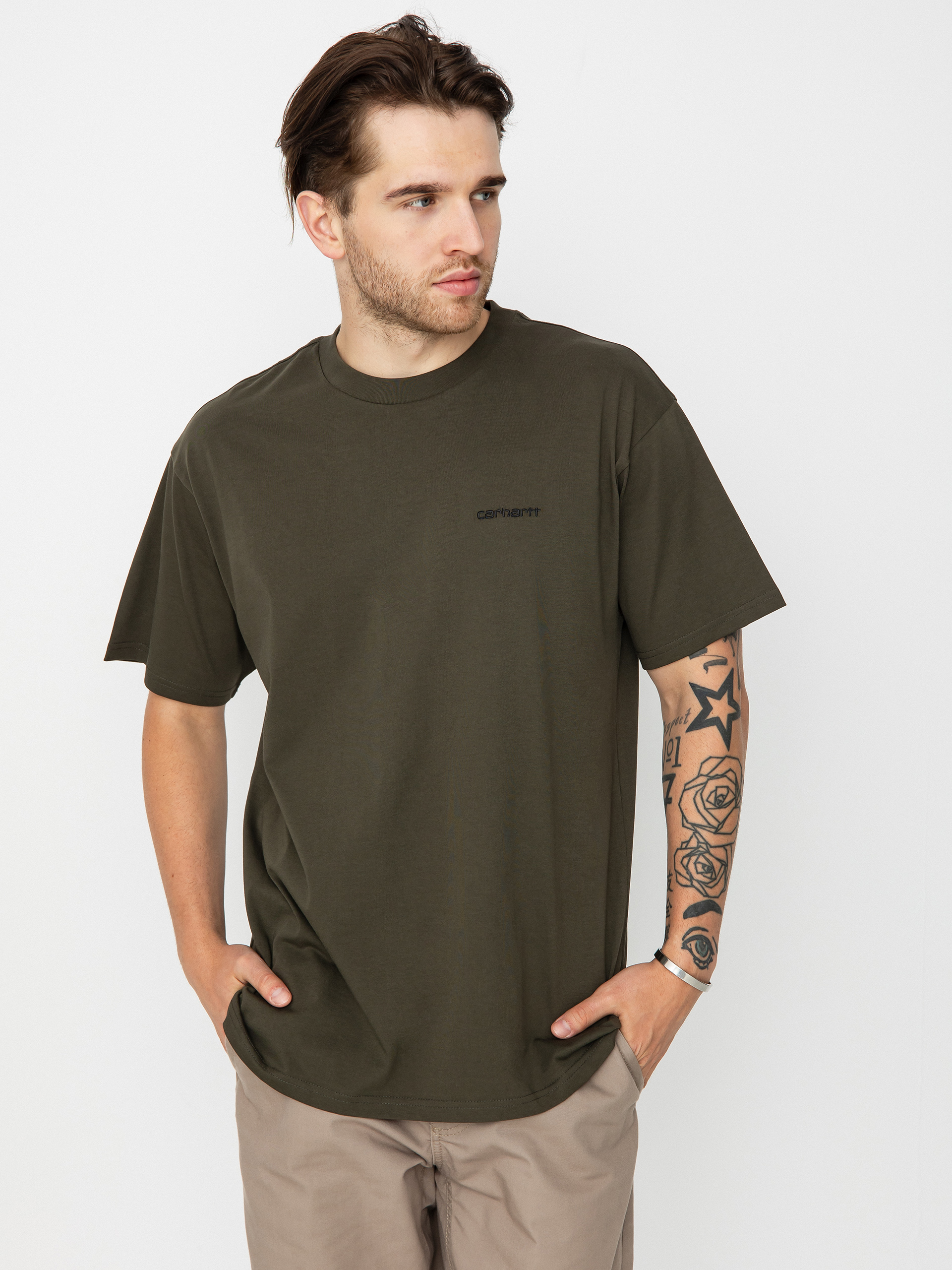 Tricou Carhartt WIP Script Embroidery (cypress/black)