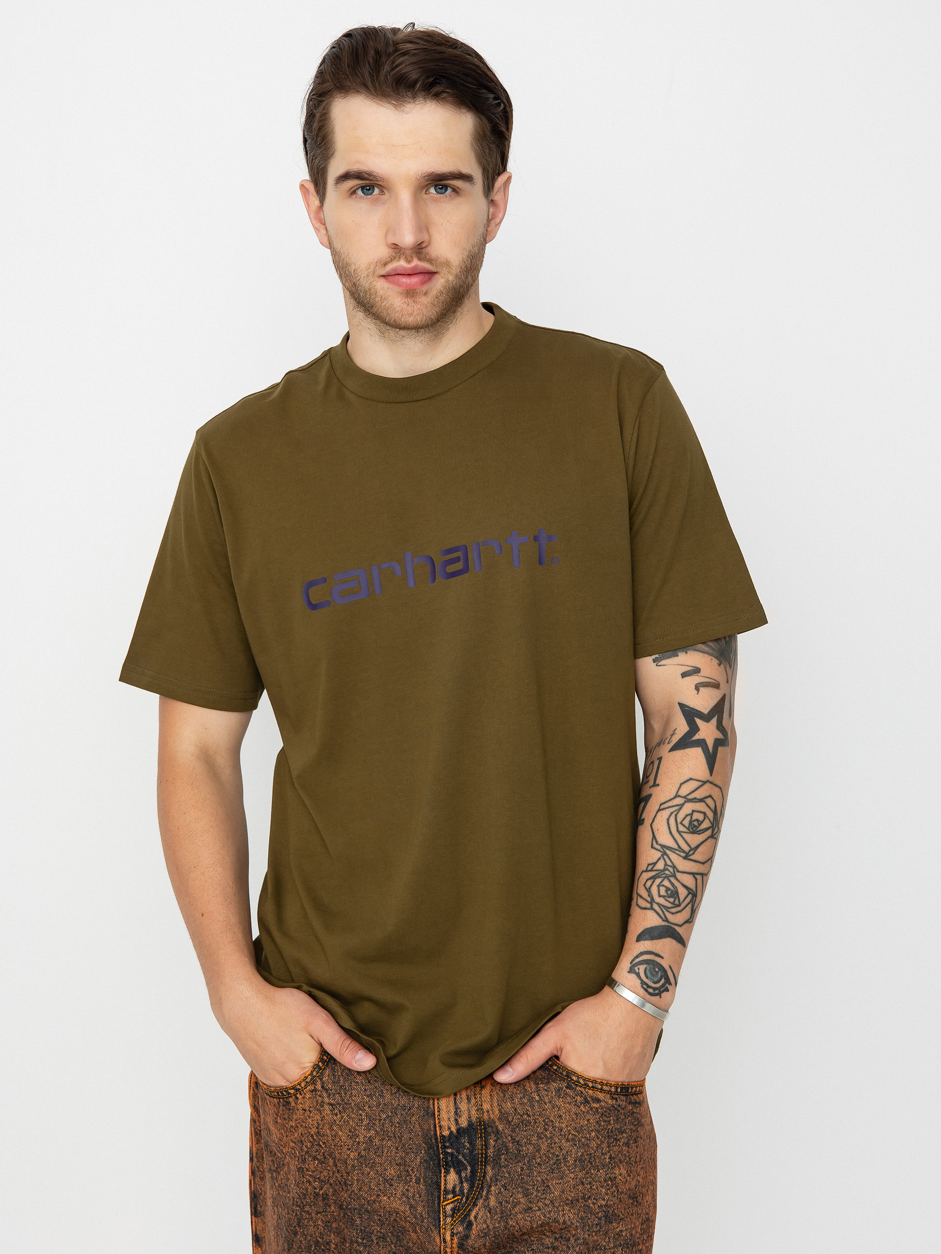 Tricou Carhartt WIP Script (highland/cassis)