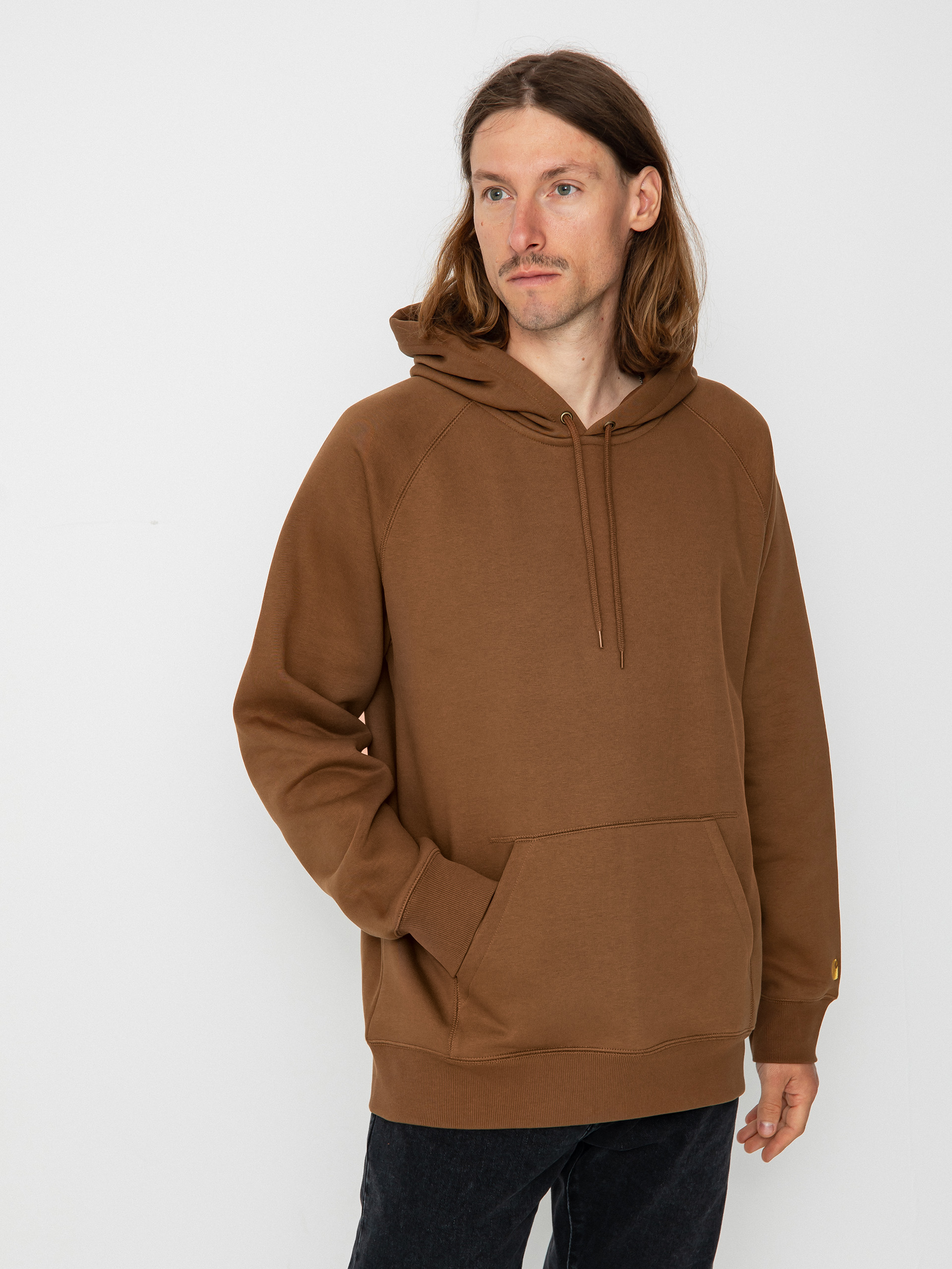 Hanorac cu glugă Carhartt WIP Chase HD (tamarind/gold)