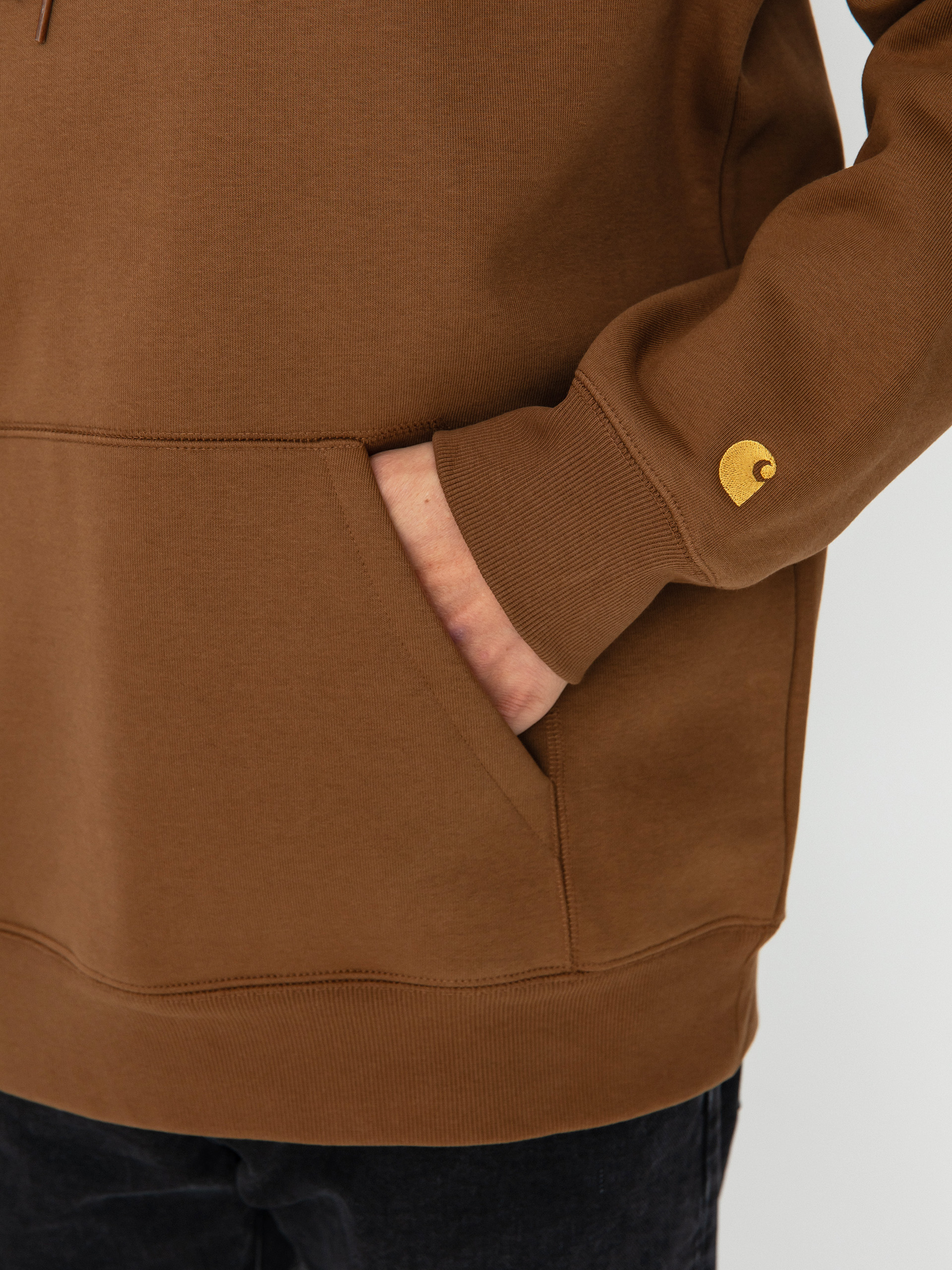 Hanorac cu glugă Carhartt WIP Chase HD (tamarind/gold)