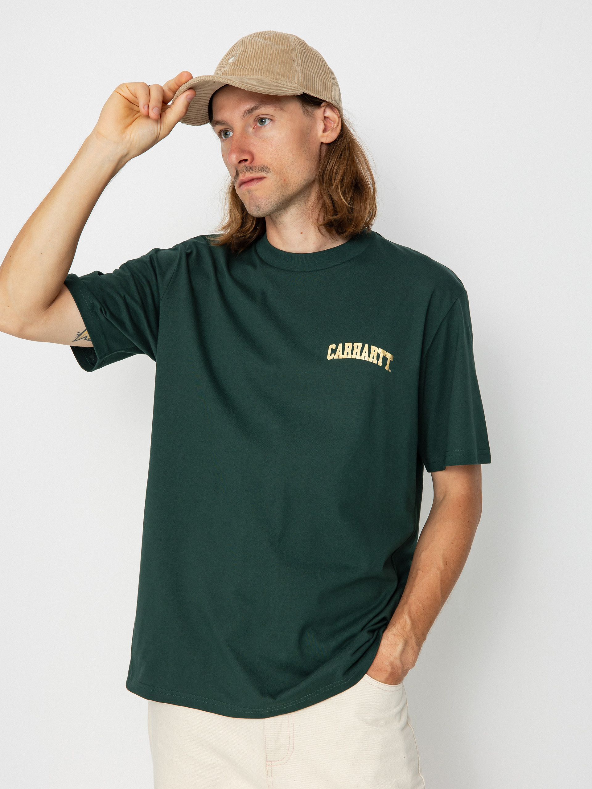 Tricou Carhartt WIP University Script (discovery green/gold)