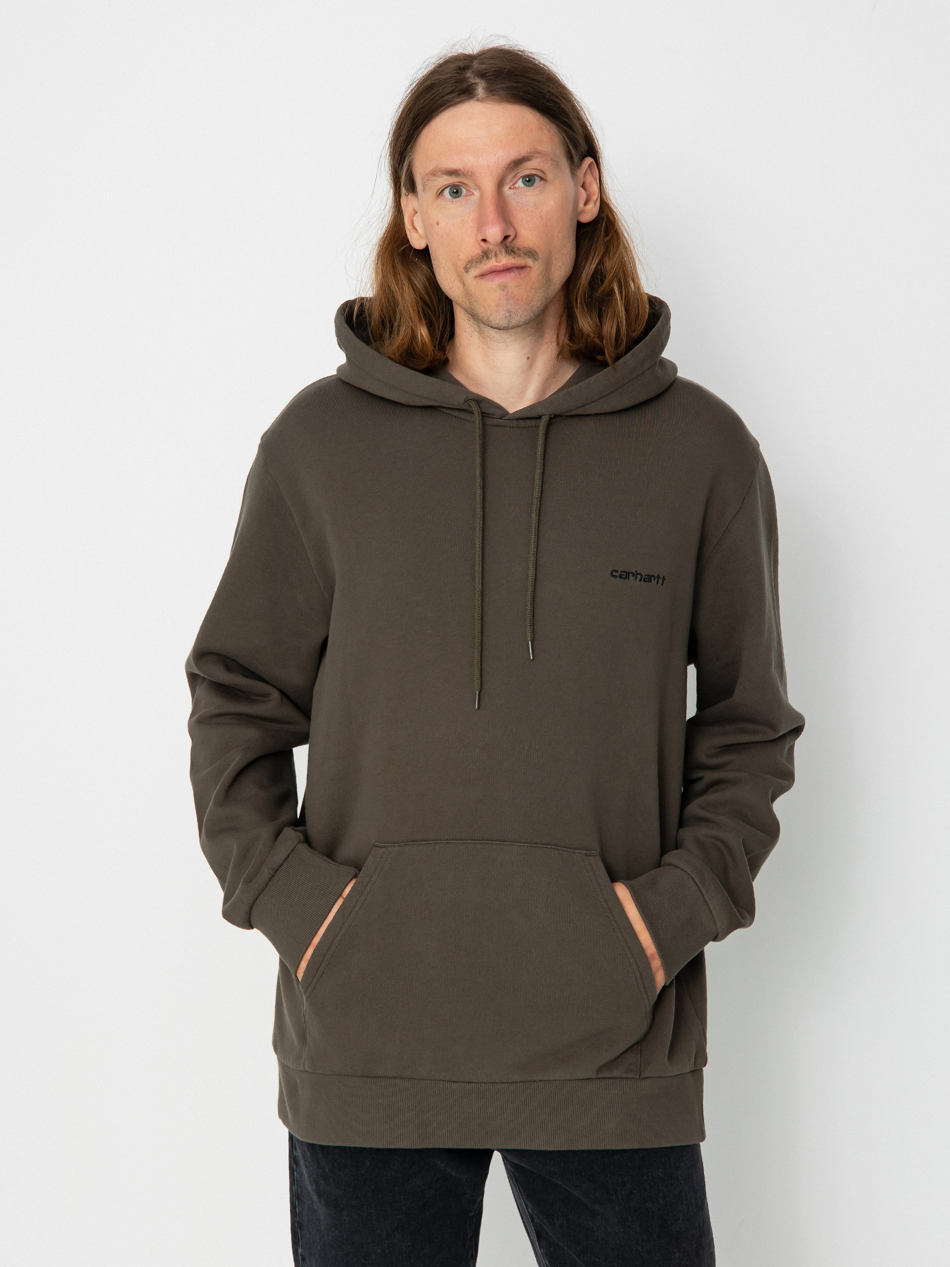 Hanorac cu glugă Carhartt WIP Script Embroidery HD (cypress/black)