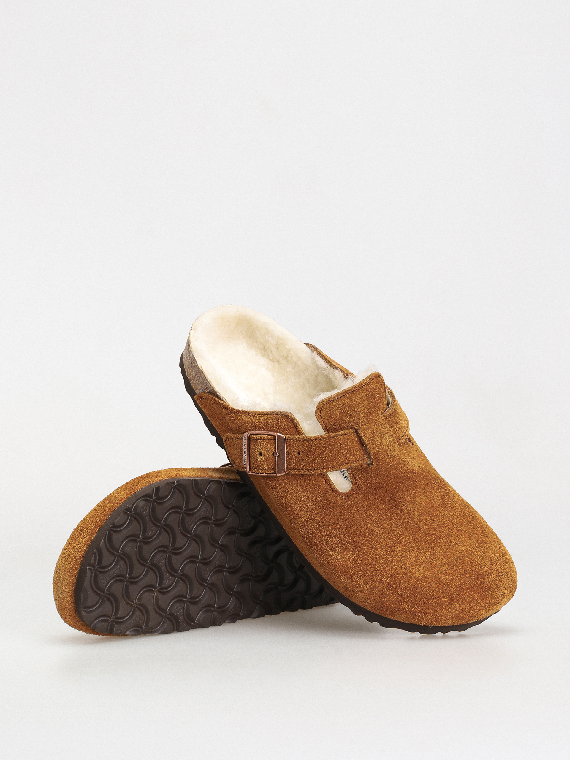 Șlapi Birkenstock Boston Suede Leather Narrow Wmn (mink)
