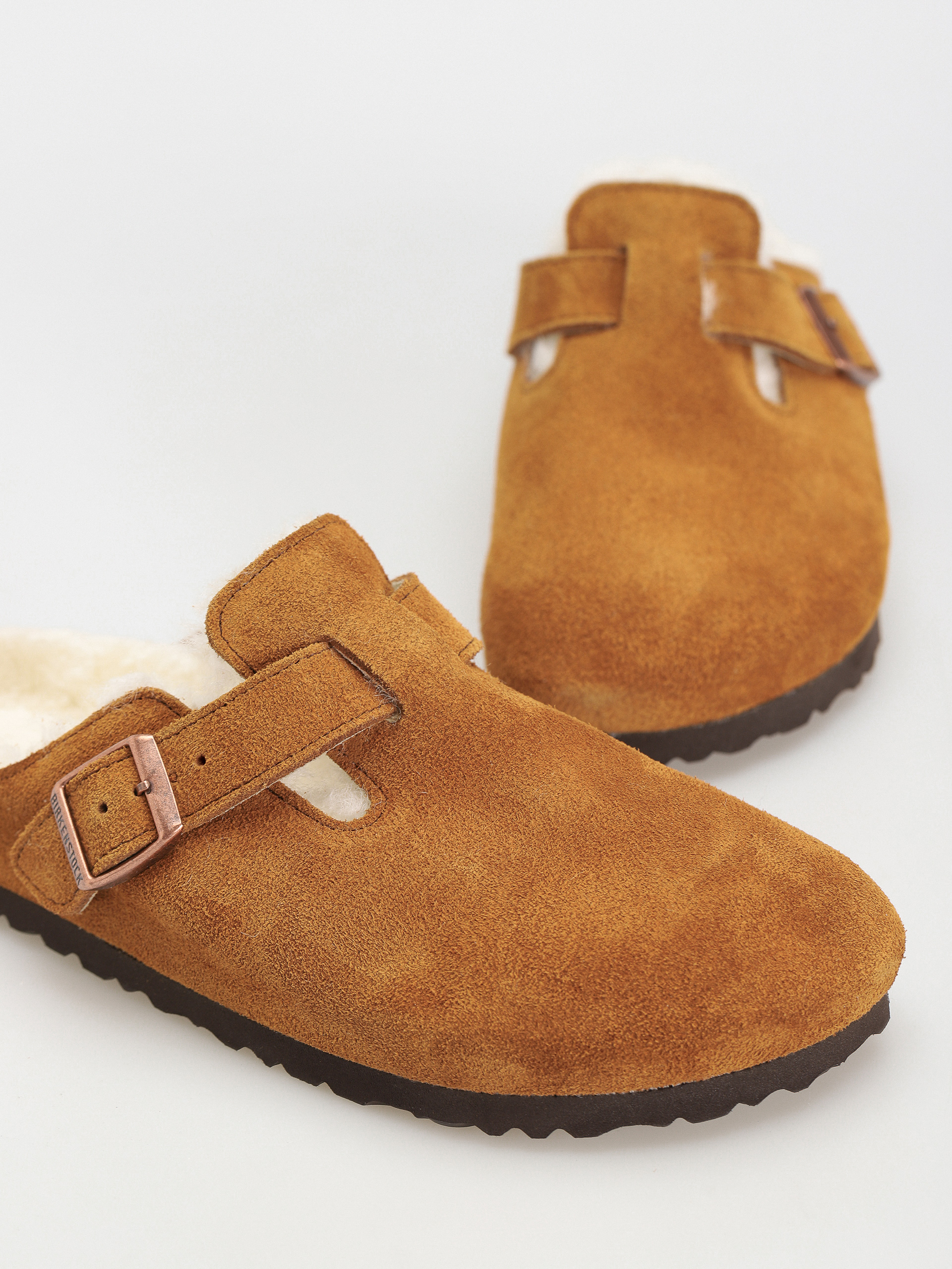Șlapi Birkenstock Boston Suede Leather Narrow Wmn (mink)