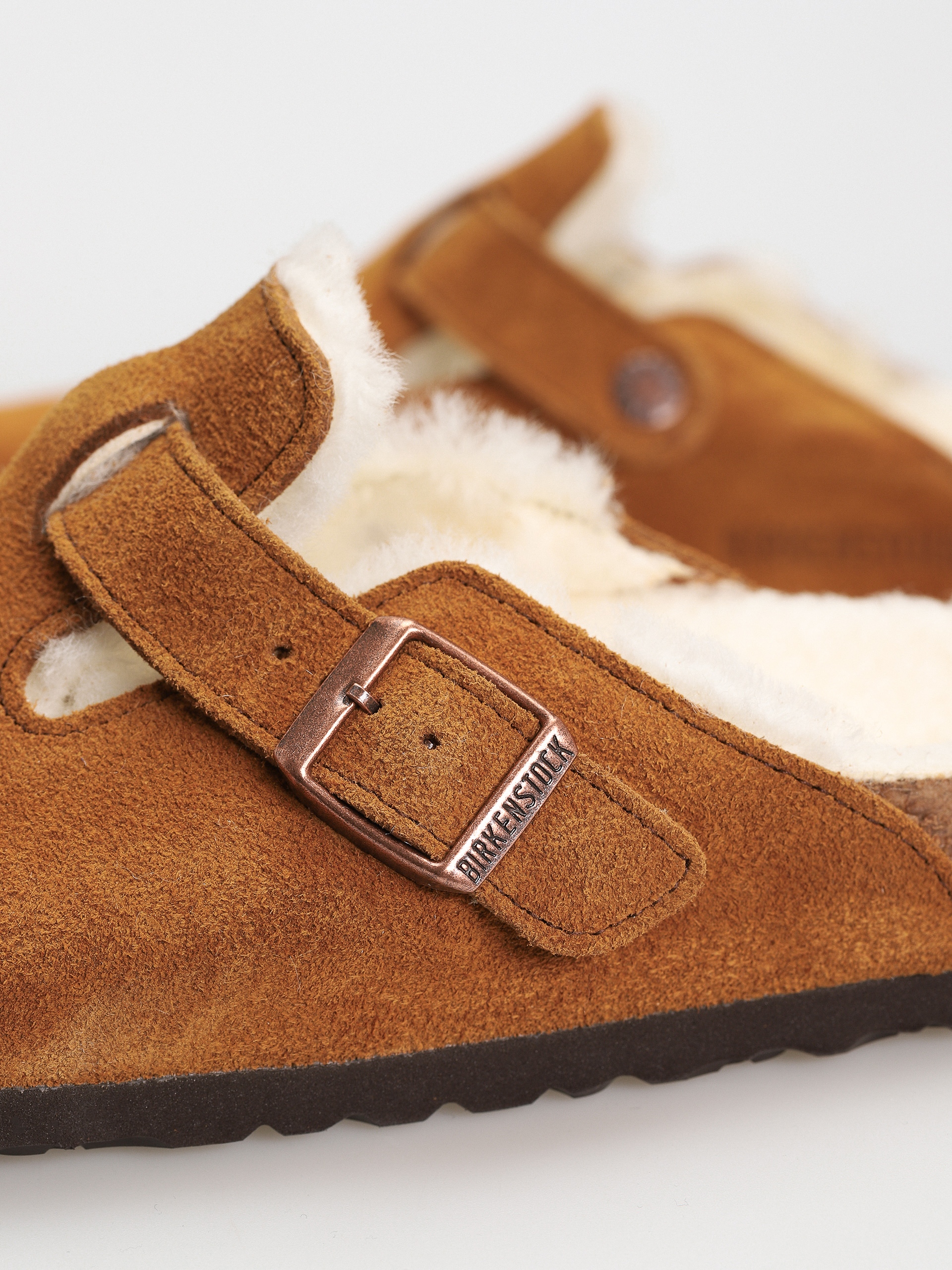 Șlapi Birkenstock Boston Suede Leather Narrow Wmn (mink)