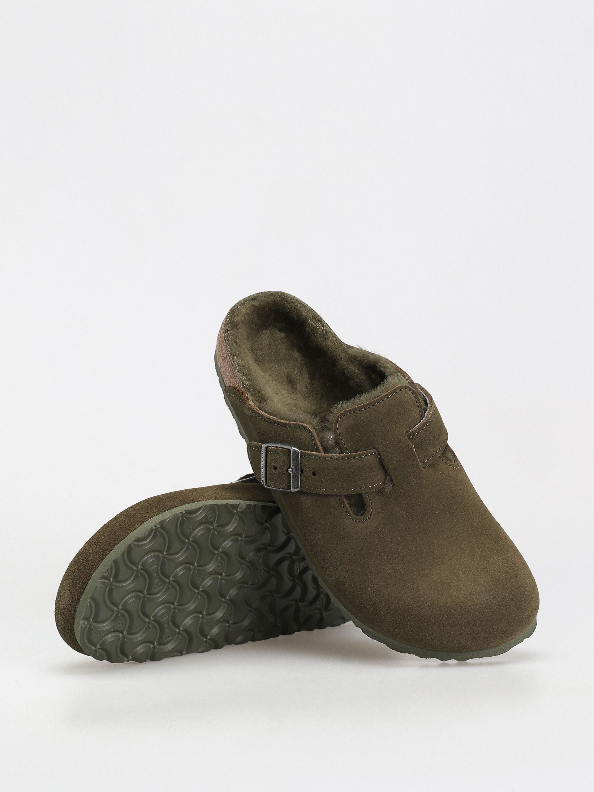 Șlapi Birkenstock Boston Suede Leather Narrow Wmn (thyme)