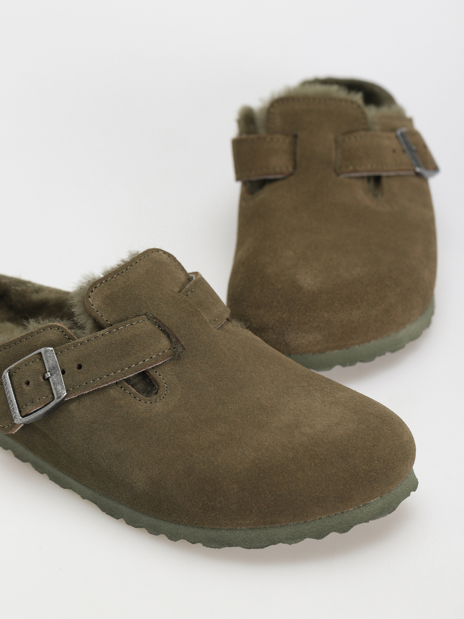 Șlapi Birkenstock Boston Suede Leather Narrow Wmn (thyme)