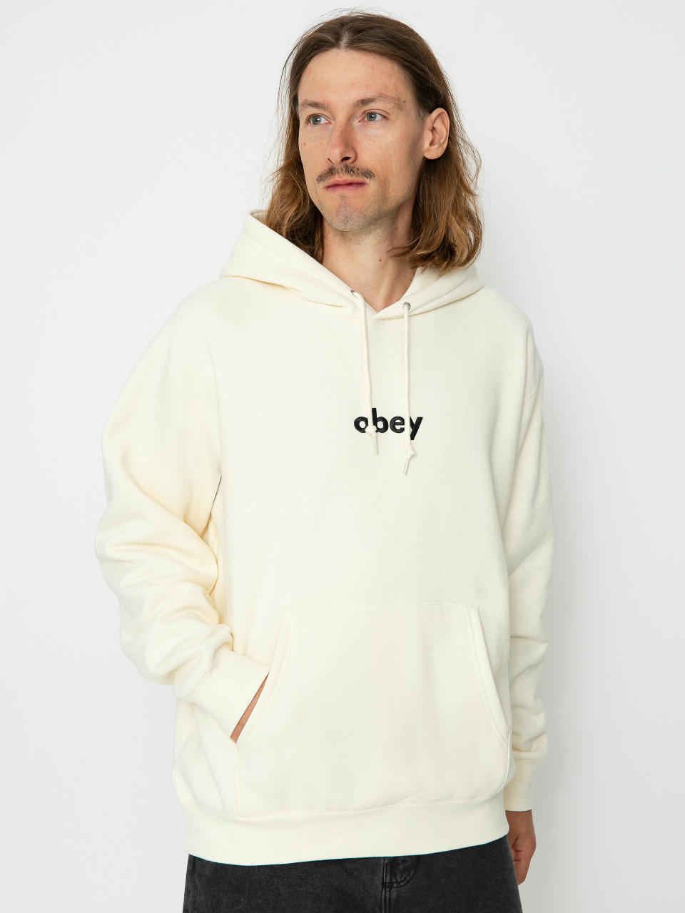 Hanorac cu glugă OBEY Lowercase HD (unbleached)