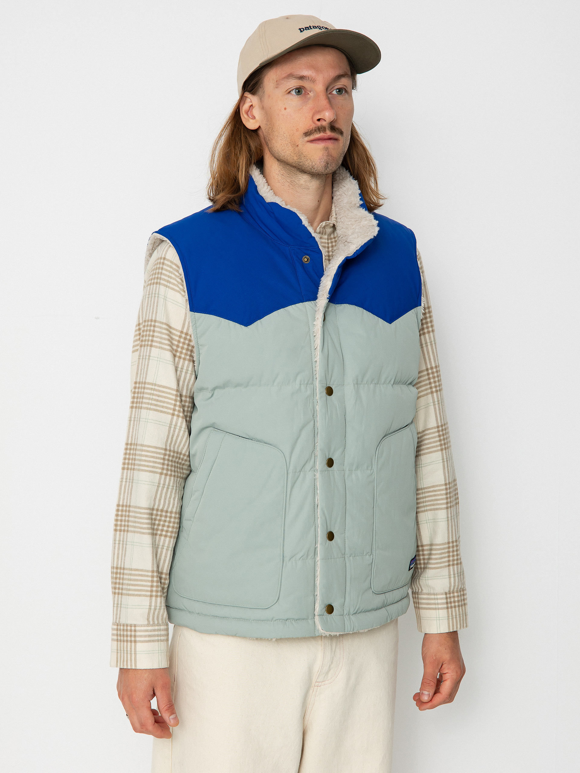 Vestă Patagonia Reversible Bivy Down Vest (sleet green)