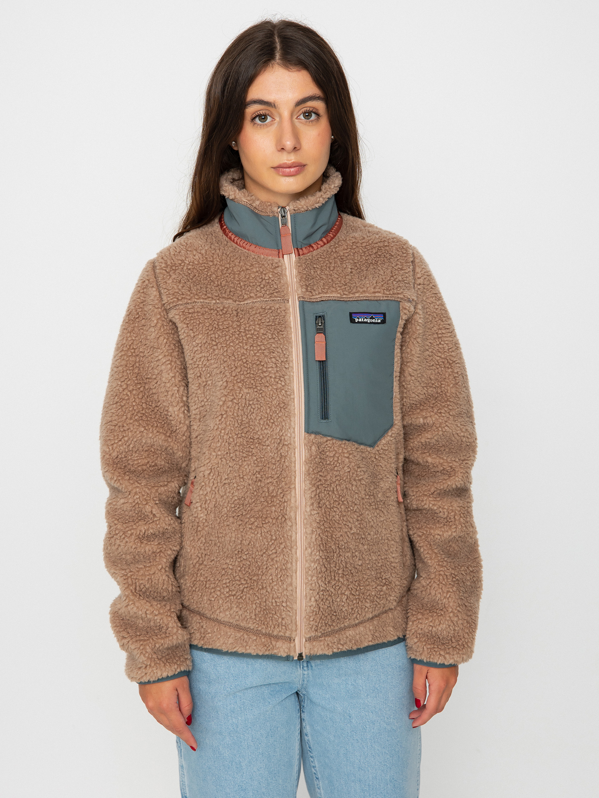 Geacă Patagonia Classic Retro X Wmn (pampas tan w/nouveau green)