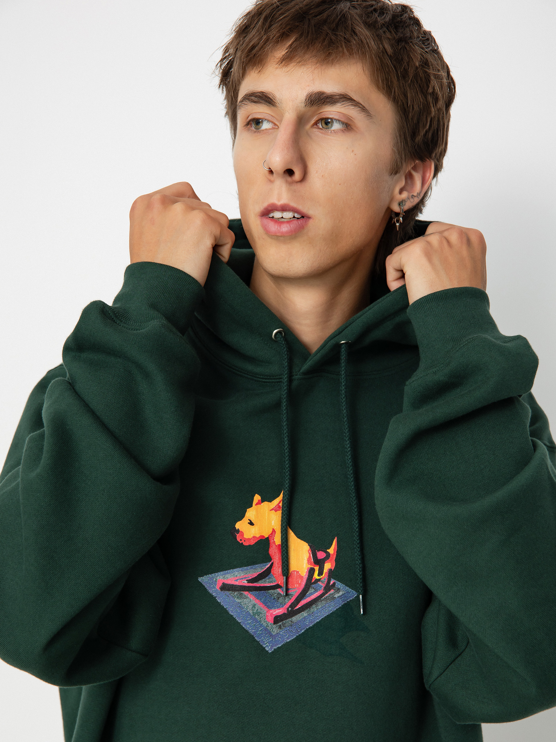 Hanorac cu glugă Polar Skate Dave Dog HD (dark green)