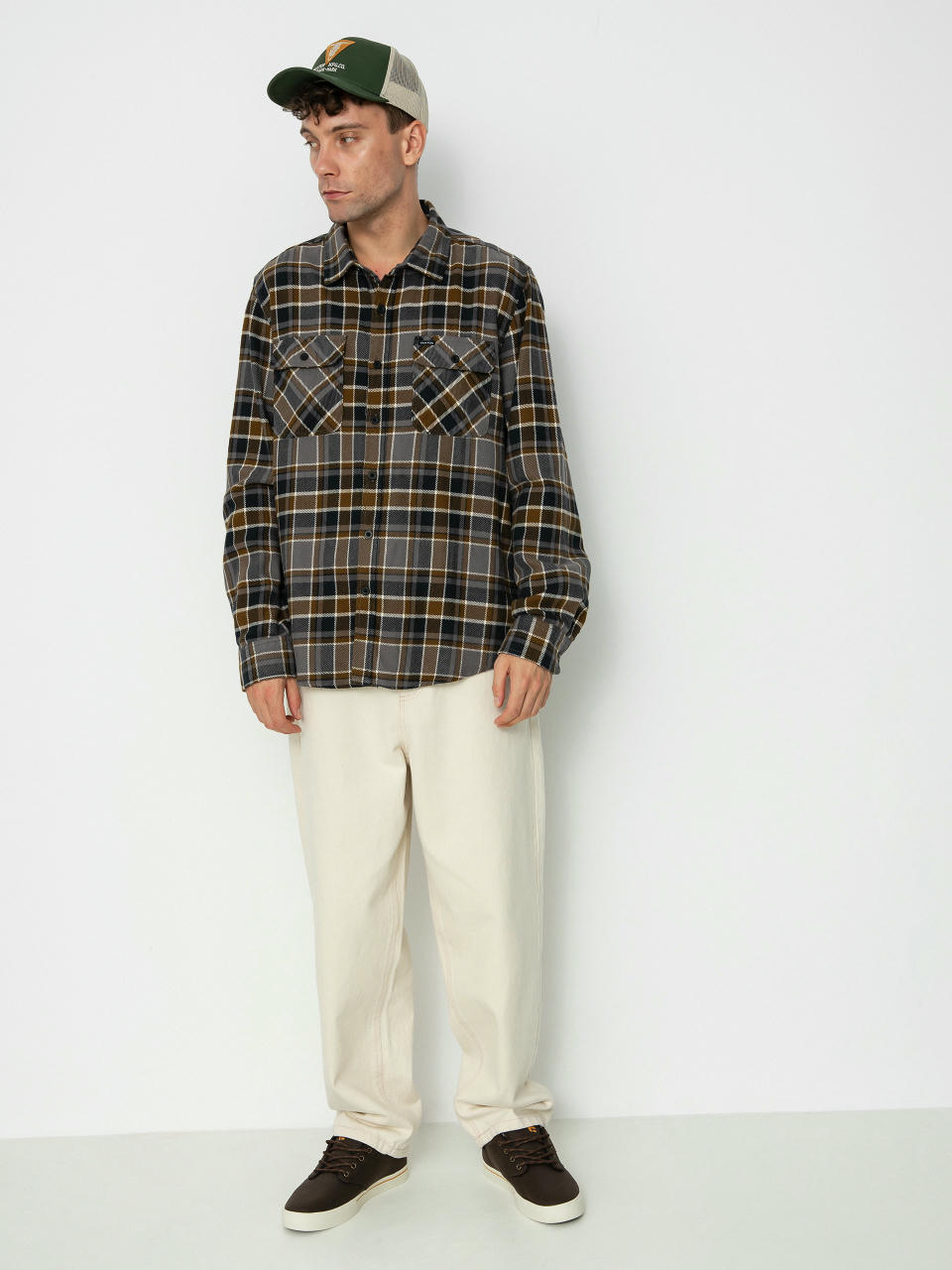 Cămașă Brixton Bowery Flannel Ls (black/desert palm/beige)