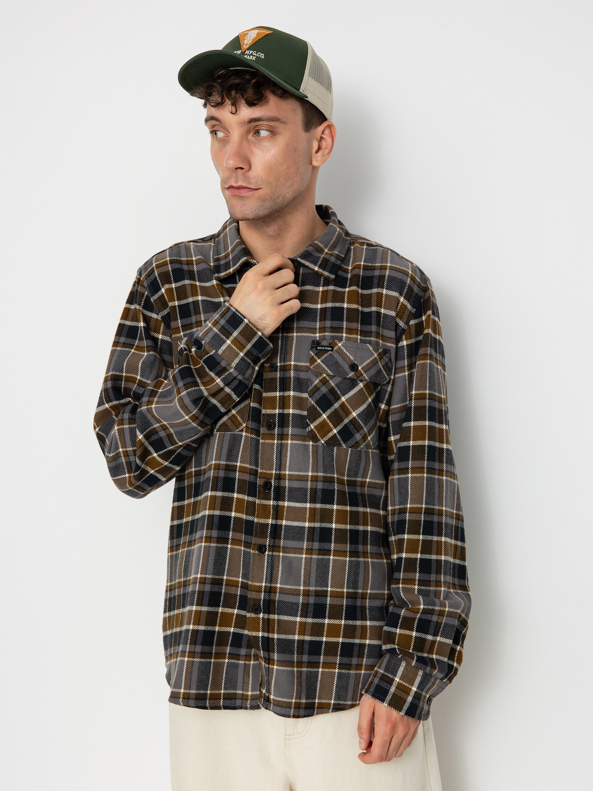 Cămașă Brixton Bowery Flannel Ls (black/desert palm/beige)