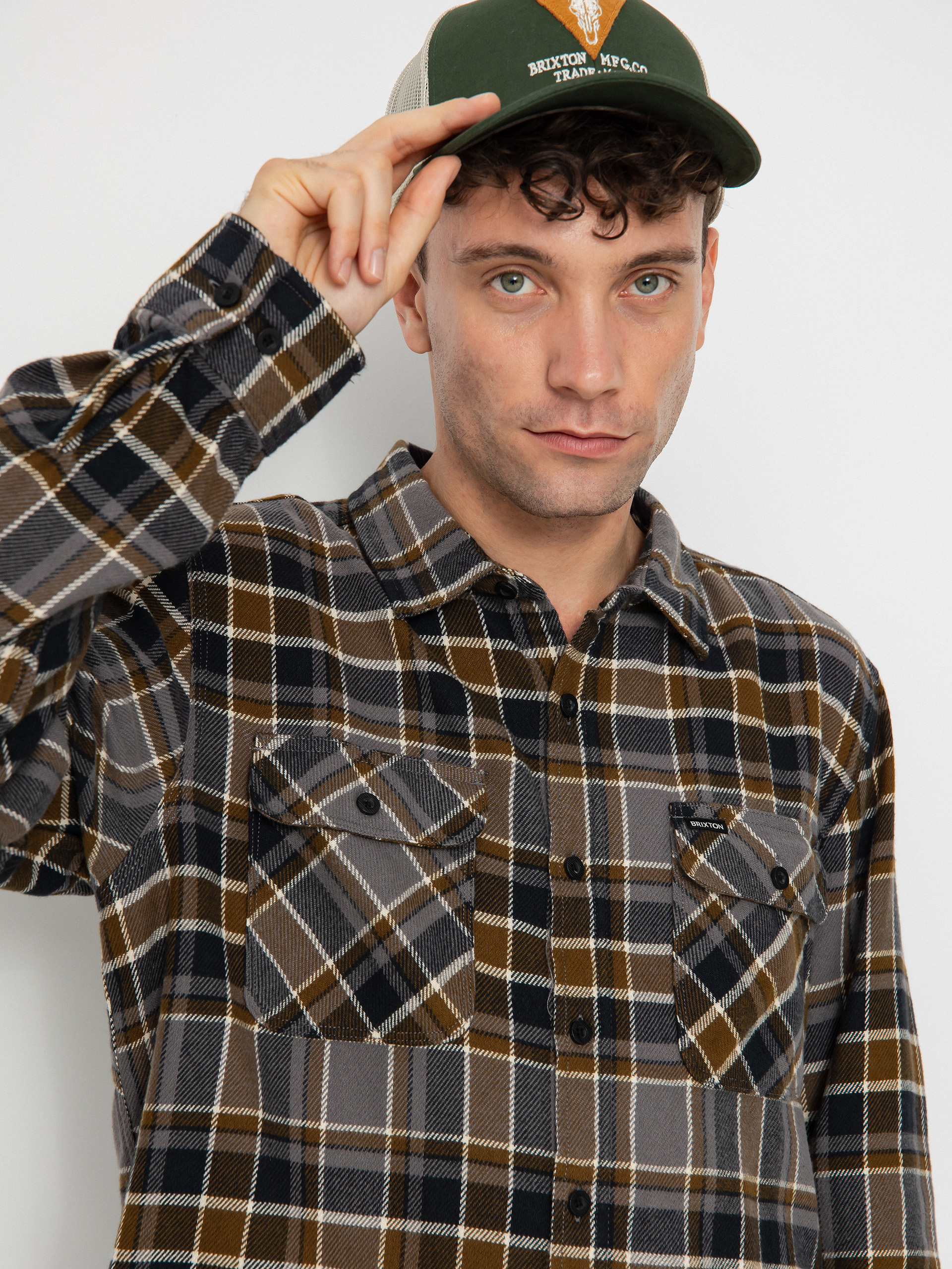 Cămașă Brixton Bowery Flannel Ls (black/desert palm/beige)