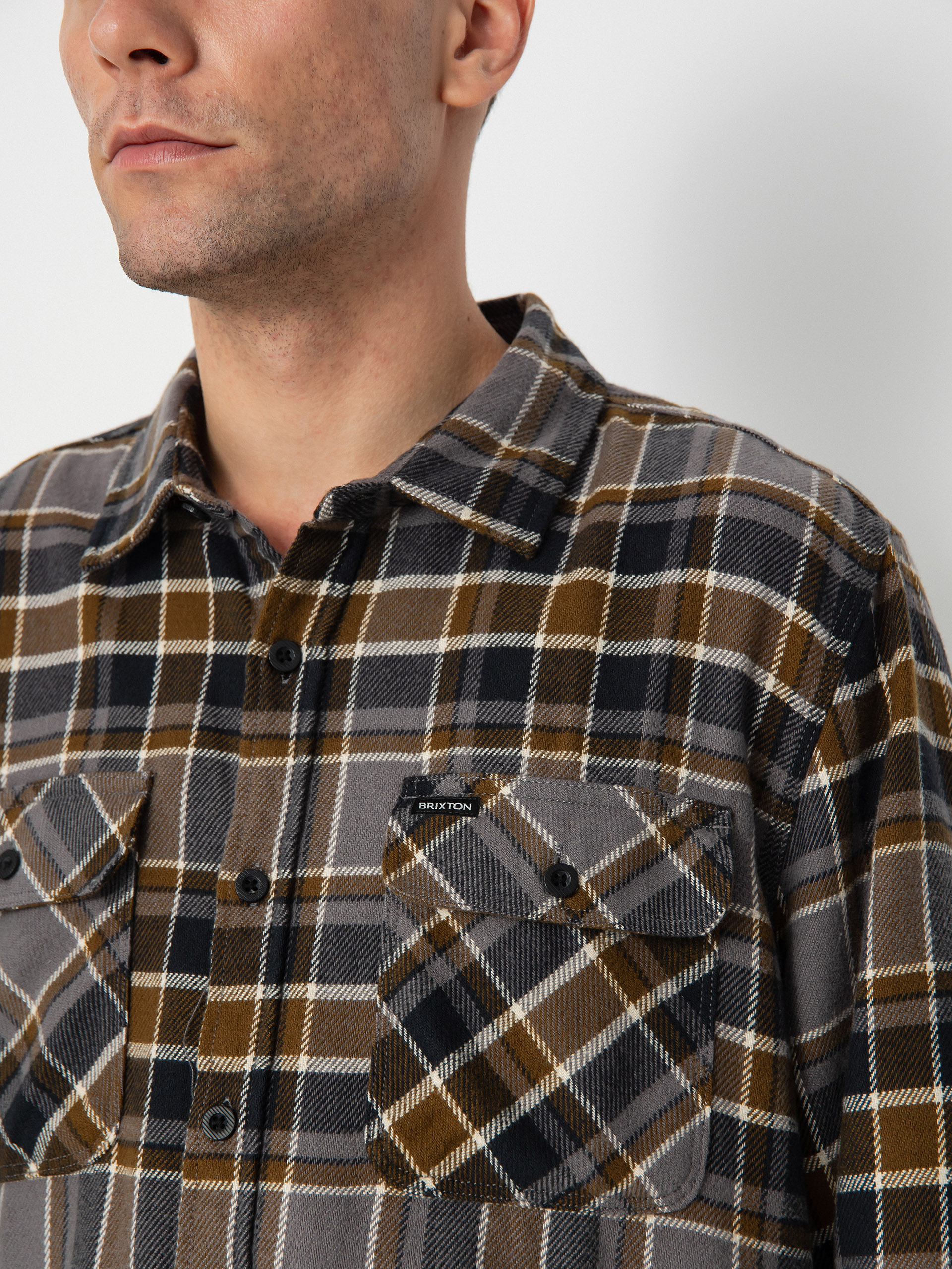 Cămașă Brixton Bowery Flannel Ls (black/desert palm/beige)