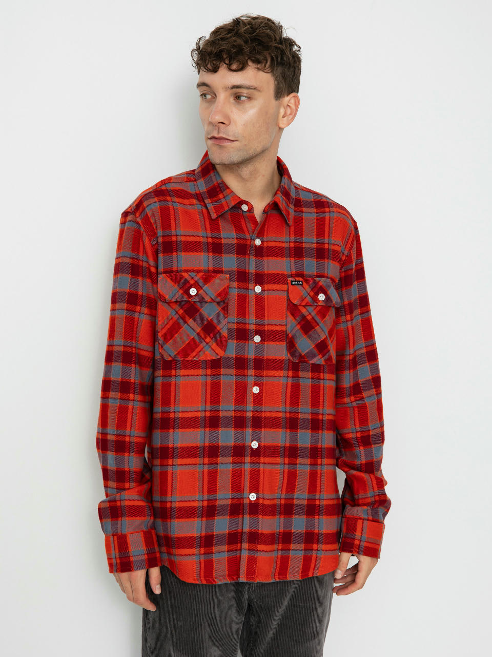 Cămașă Brixton Bowery Flannel Ls (barn red/flint blue/dark burgu)