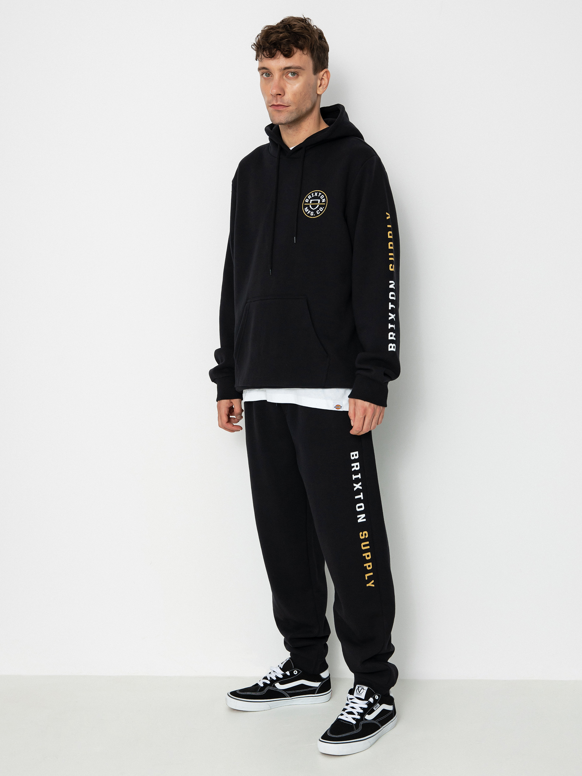 Pantaloni Brixton Crest Line Fleece Sweat (black)