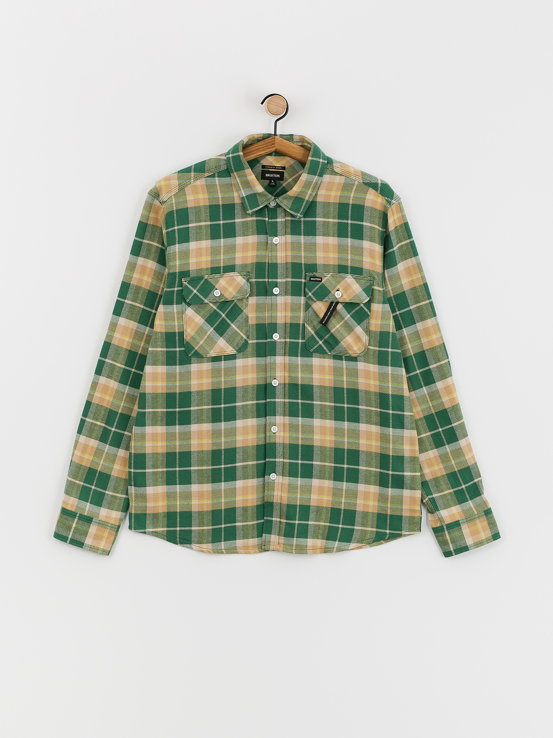 Cămașă Brixton Bowery Flannel Ls (washed pine needle/washed gold)