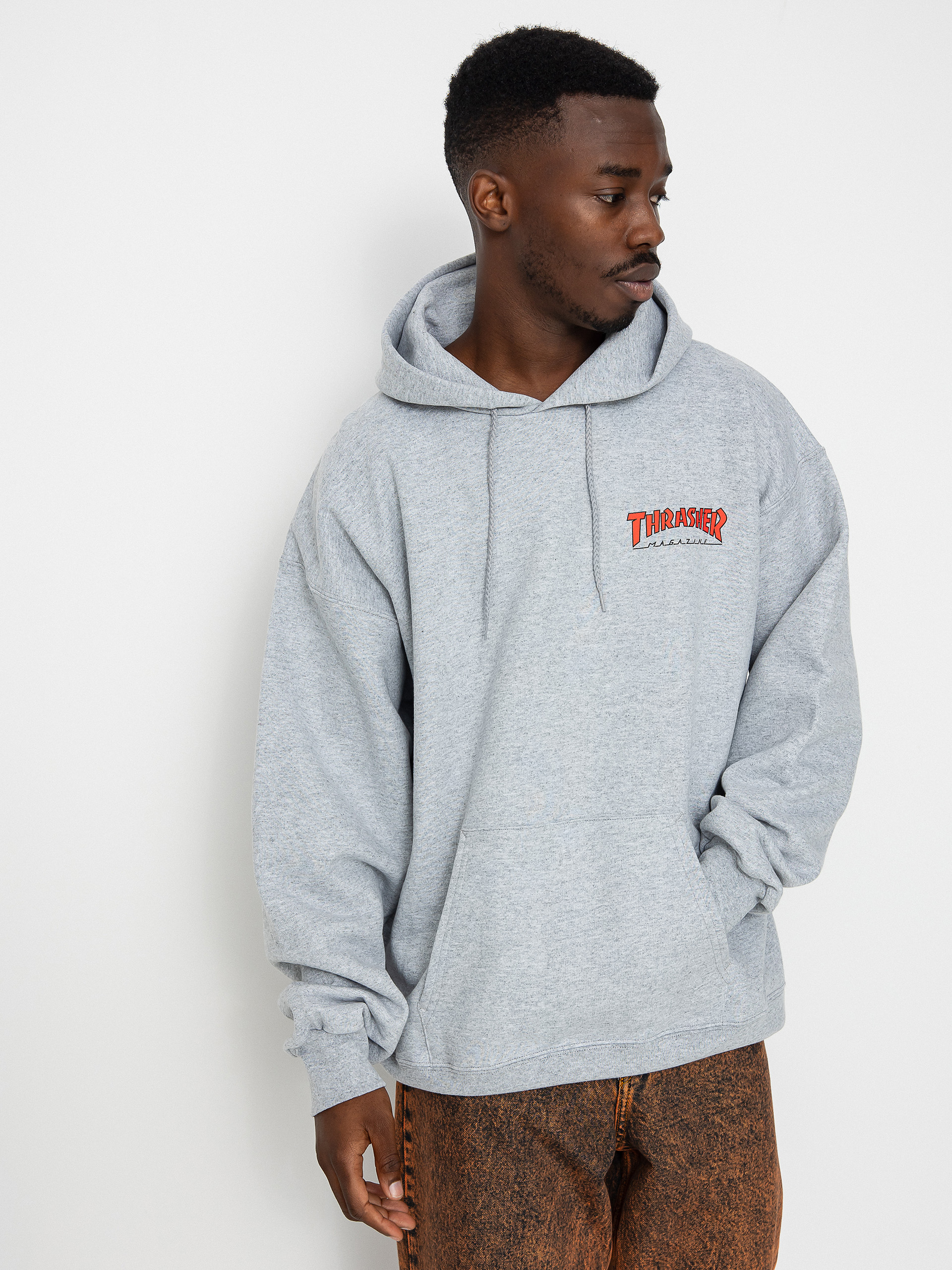 Hanorac cu glugă Thrasher Little Outline HD (gray)