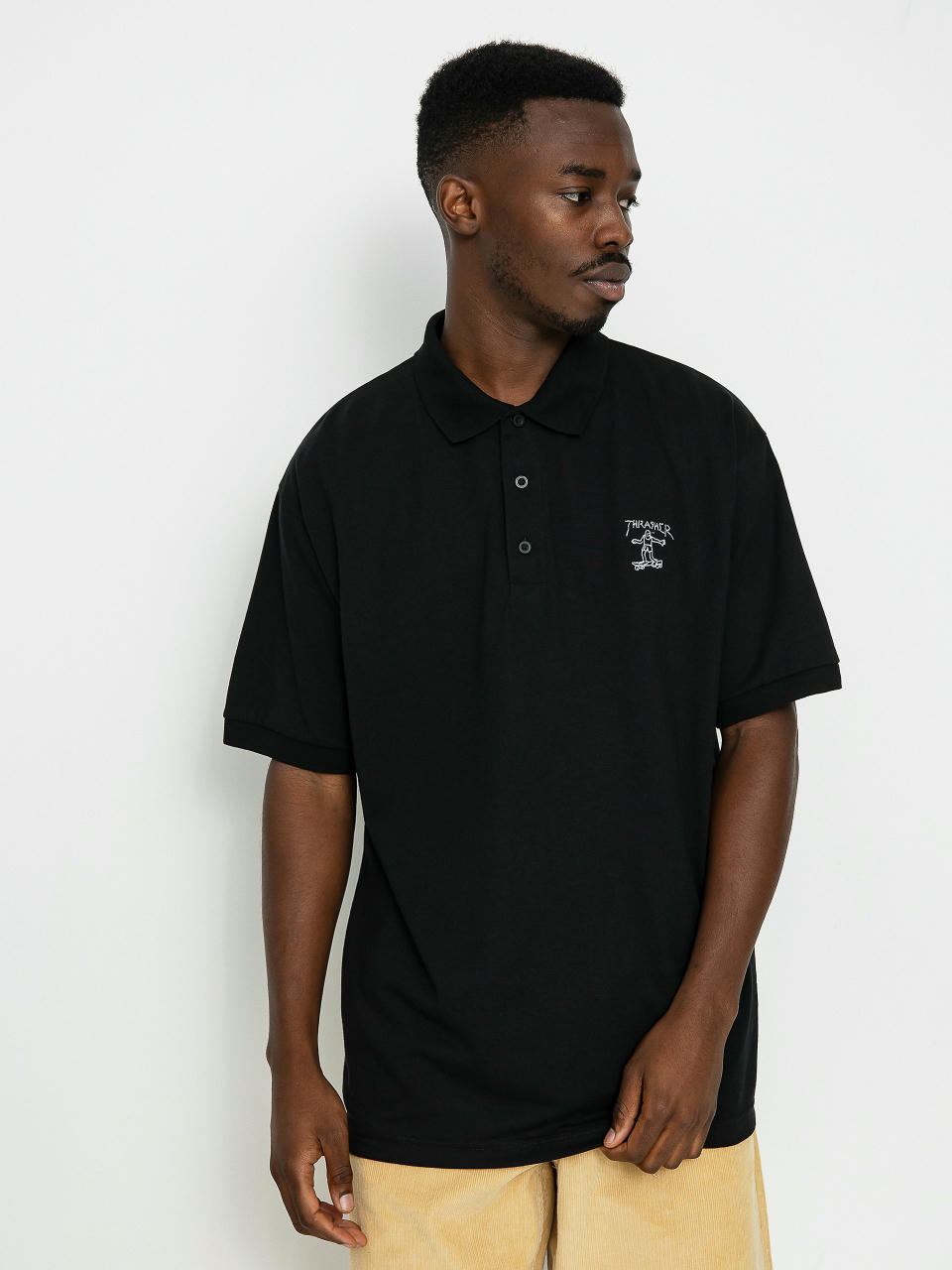 Tricou polo Thrasher Little Gonz (black)