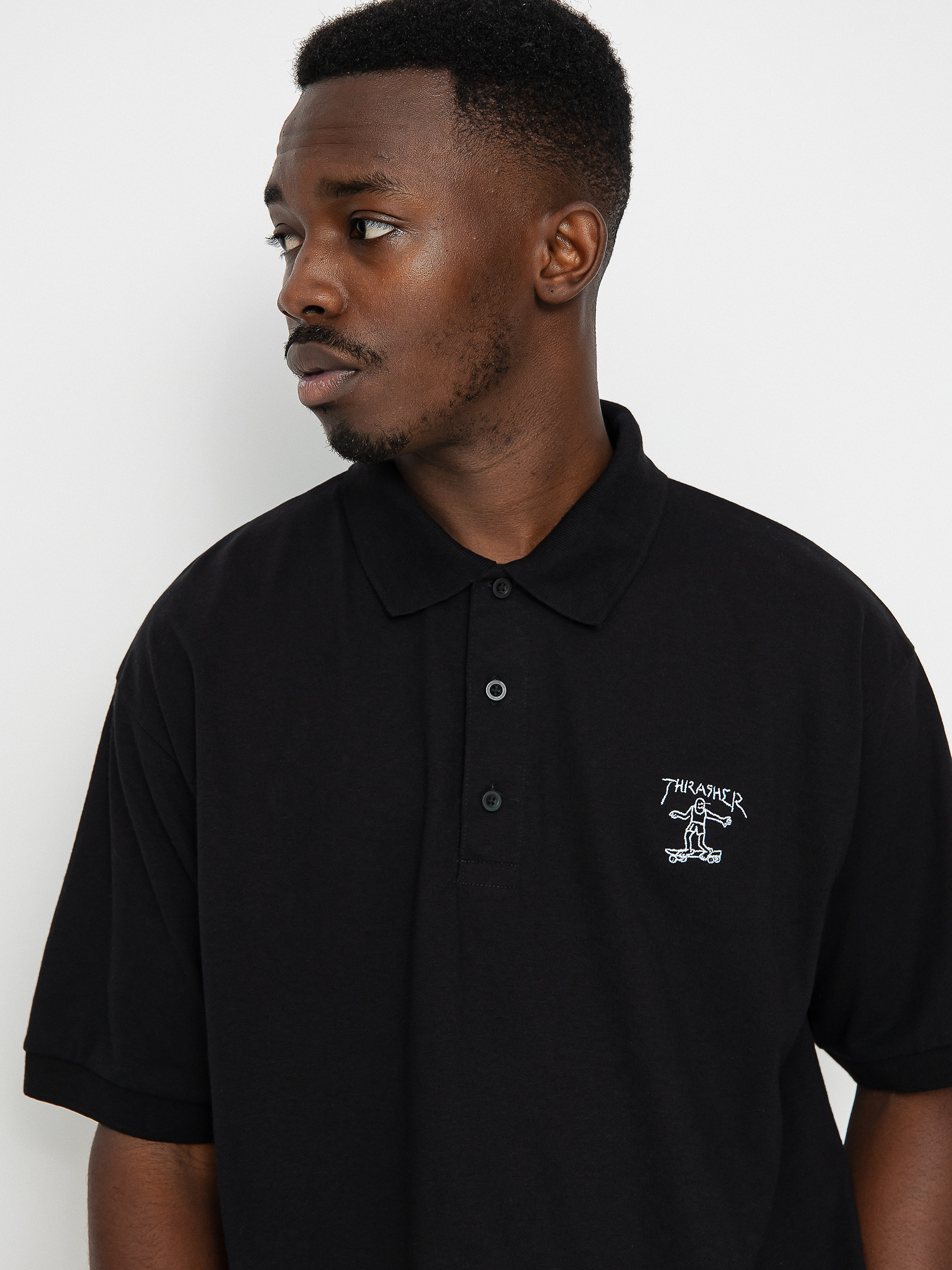 Tricou polo Thrasher Little Gonz (black)