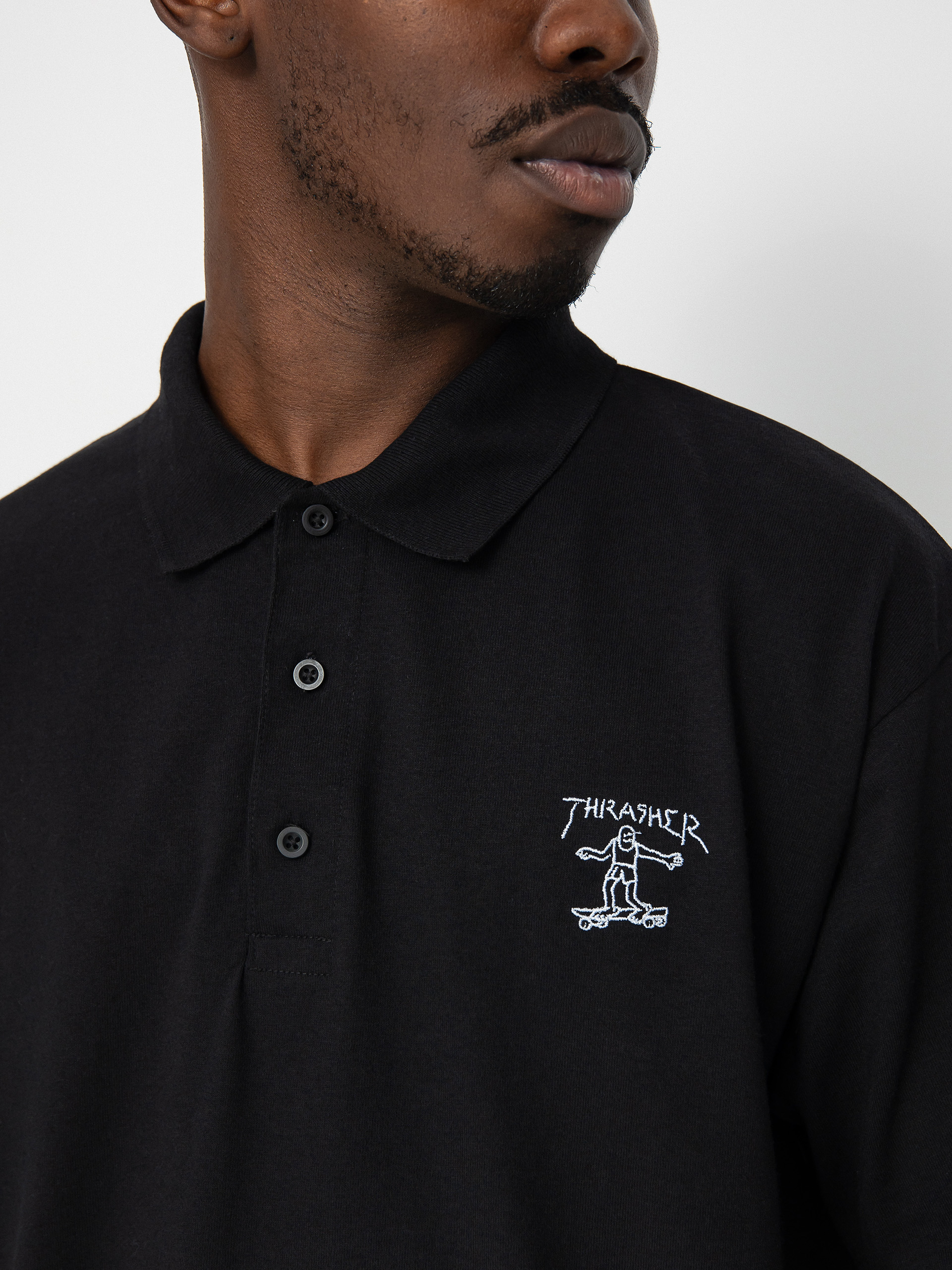Tricou polo Thrasher Little Gonz (black)
