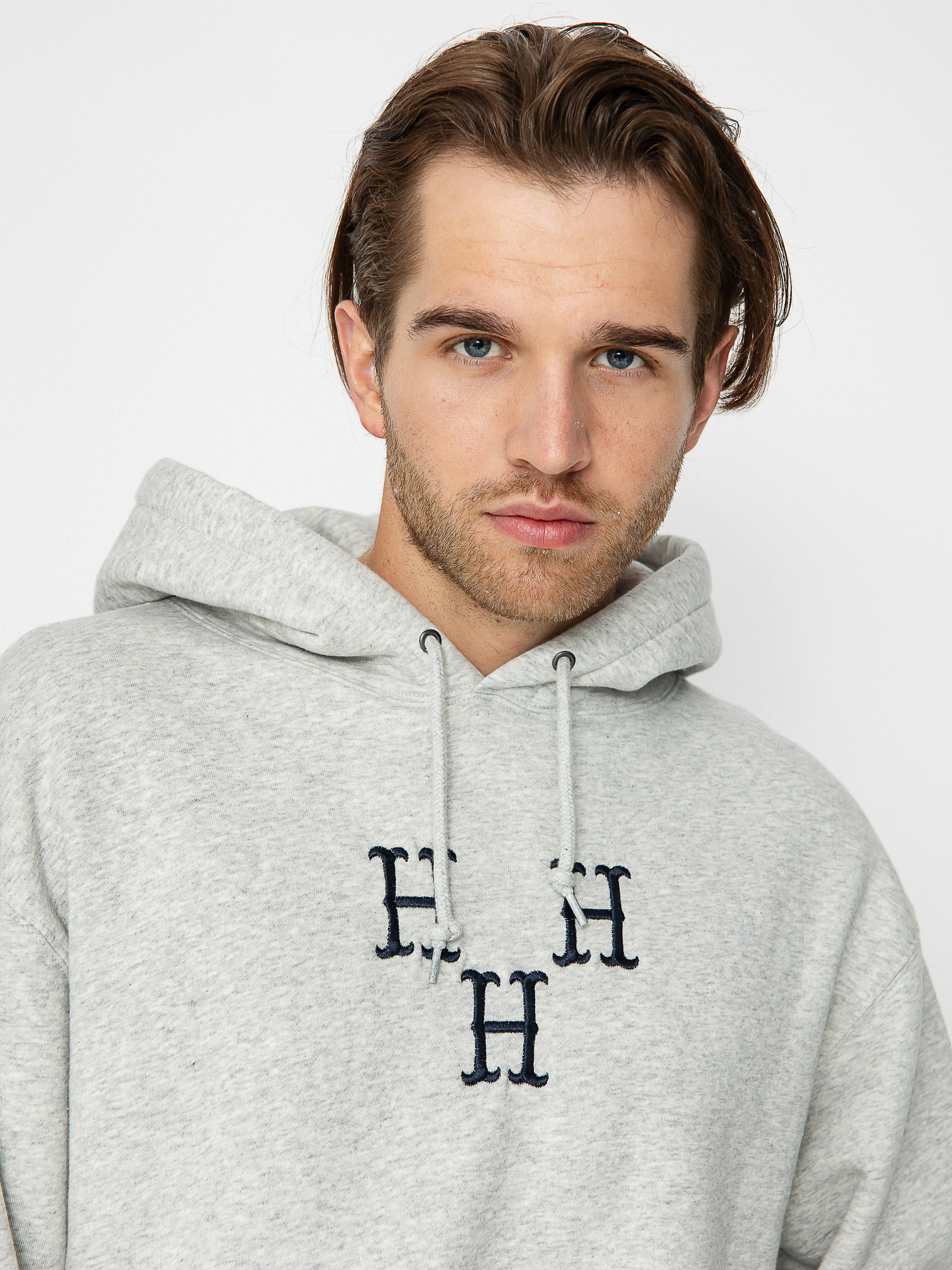 Hanorac cu glugă HUF Hat Trick HD (heather grey)