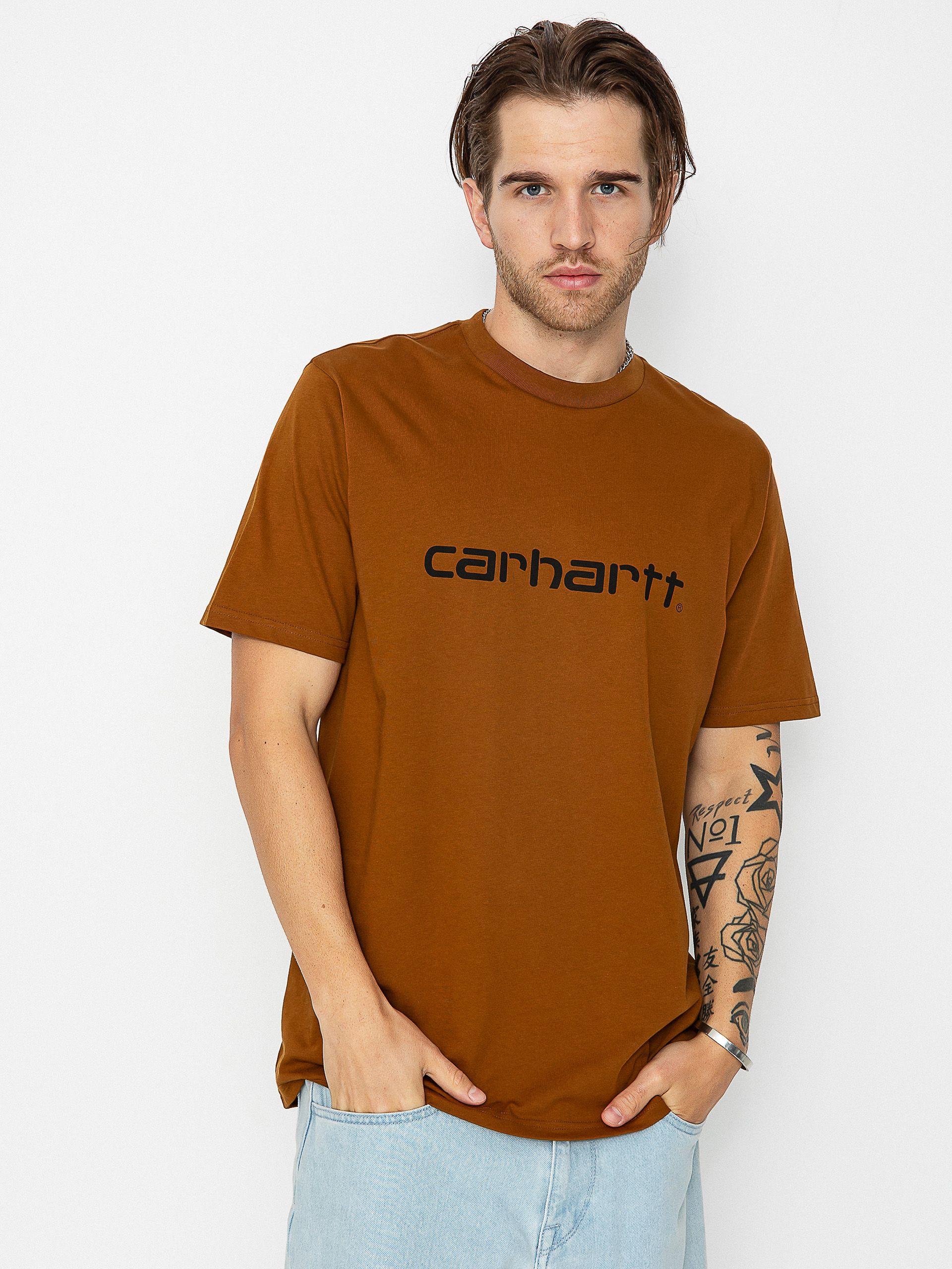 Tricou Carhartt WIP Script (deep h brown/black)