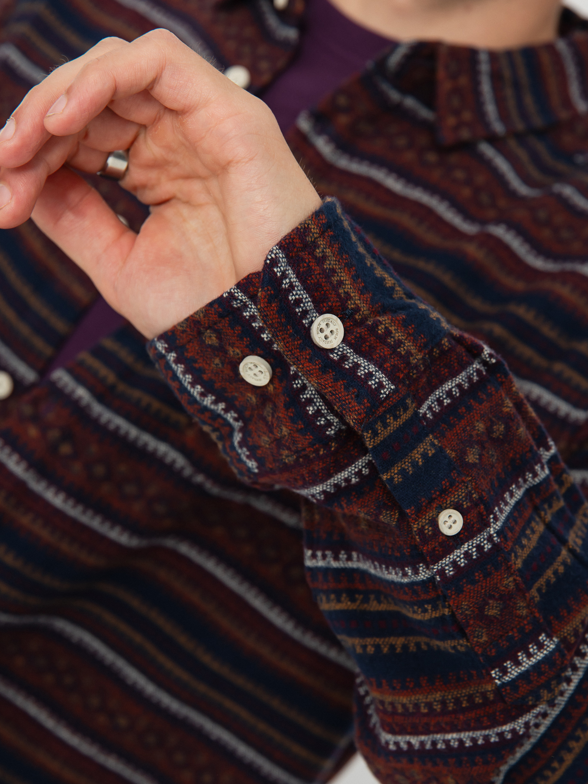 Cămașă Iriedaily Insito Stripe (navy wine)