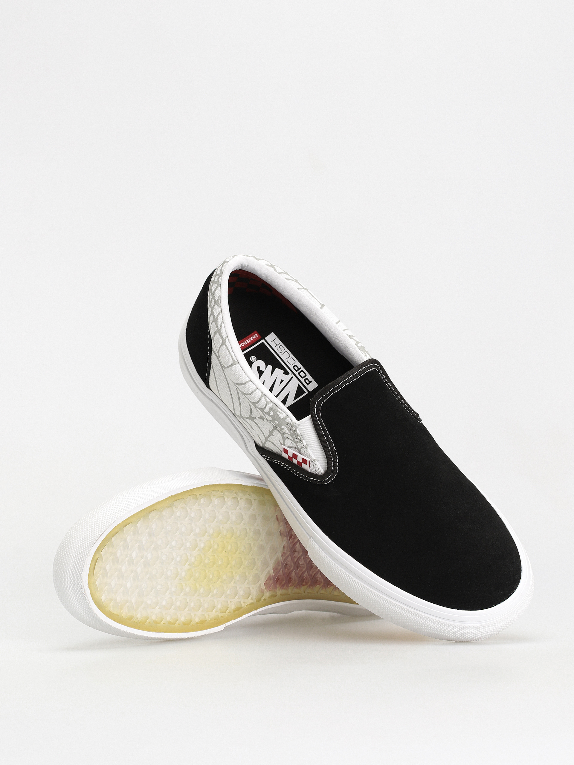 Pantofi Vans Skate Slip On (black widow spider black/white/red)