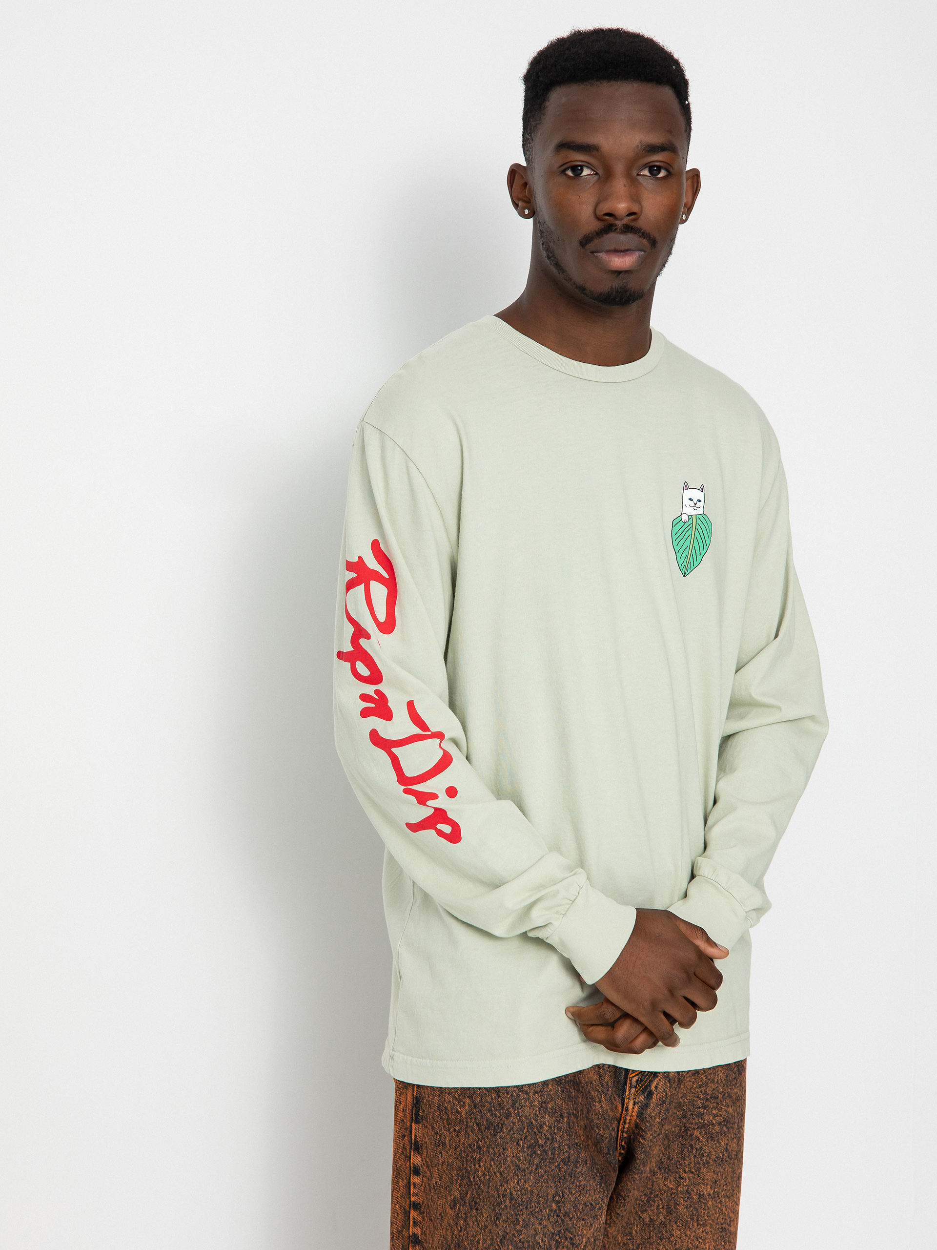 Longsleeve RipNDip Nermal Portrait (sage)
