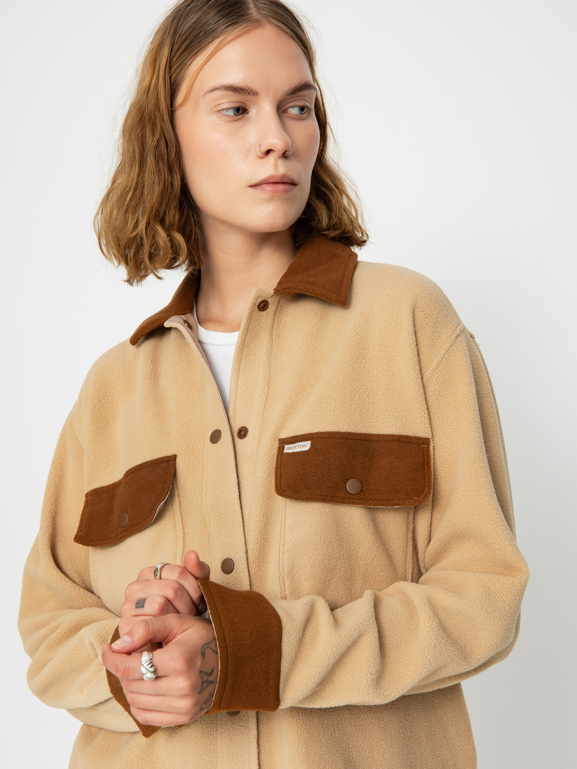 Cămașă Brixton Bowery Bf Arctic Stretch Fleec Wmn (sesame/bison)