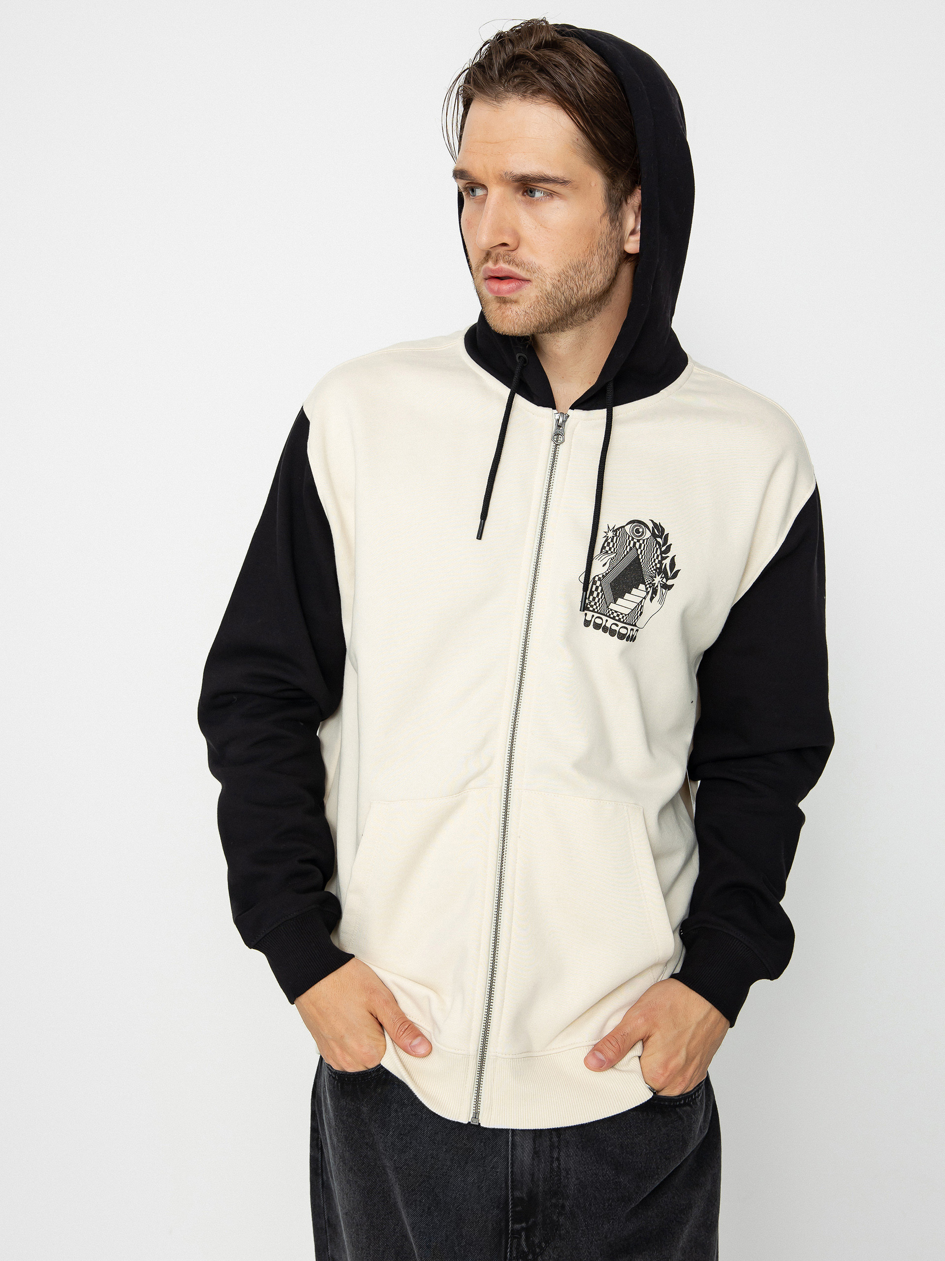 Hanorac cu glugă Volcom Watanite ZHD (dirty white)