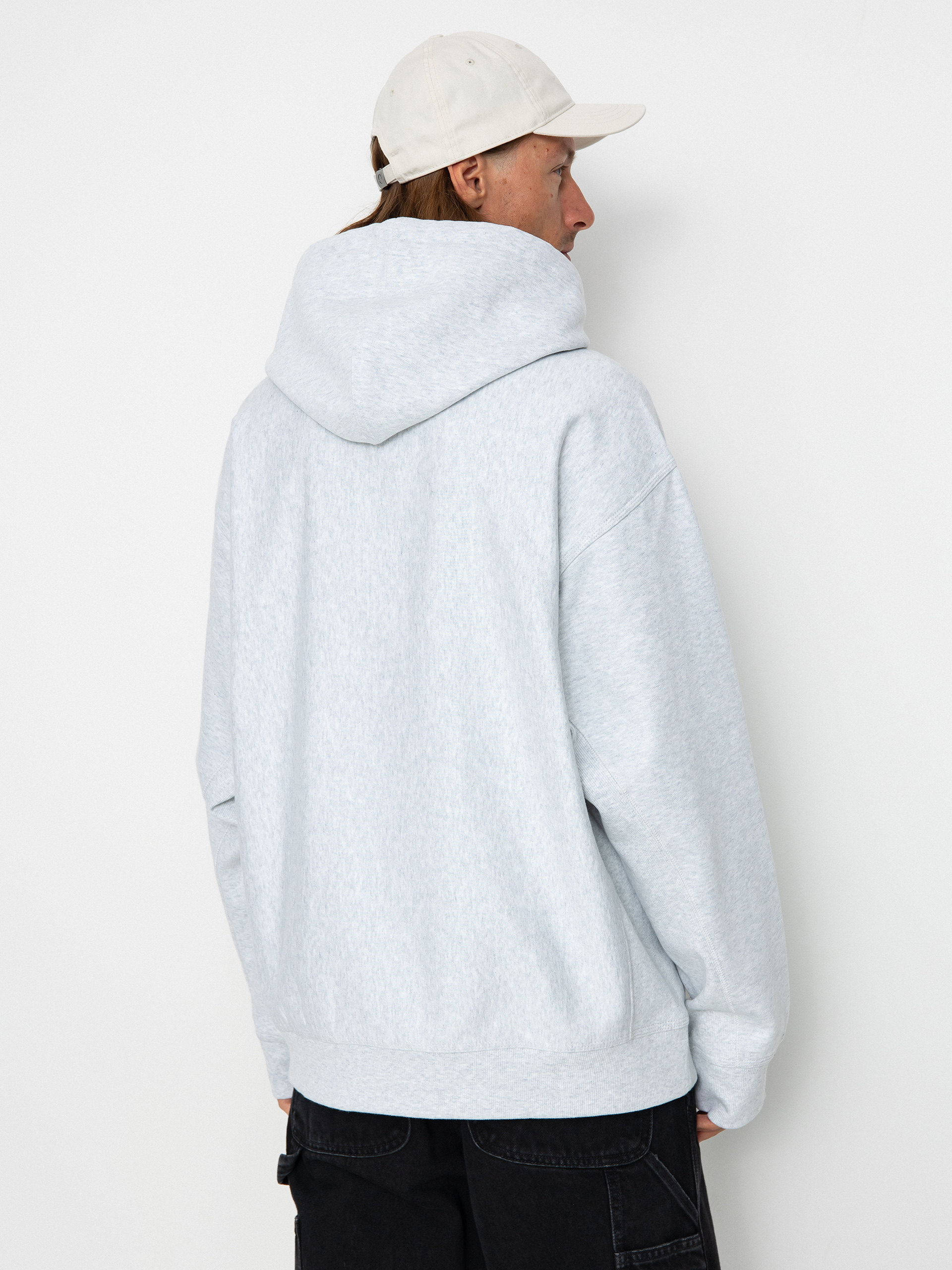 Hanorac cu glugă Carhartt WIP American Script HD (ash heather)