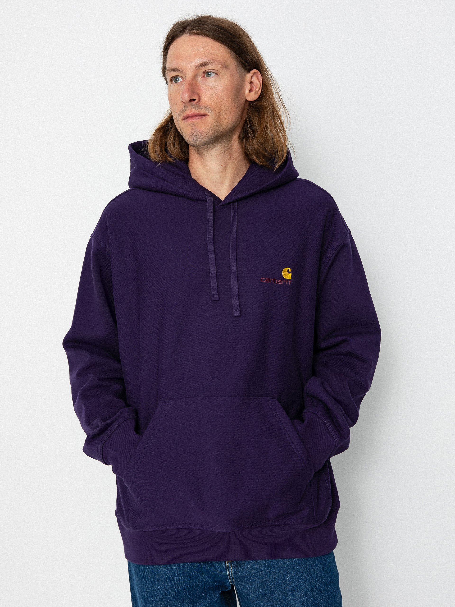 Hanorac cu glugă Carhartt WIP American Script HD (cassis)