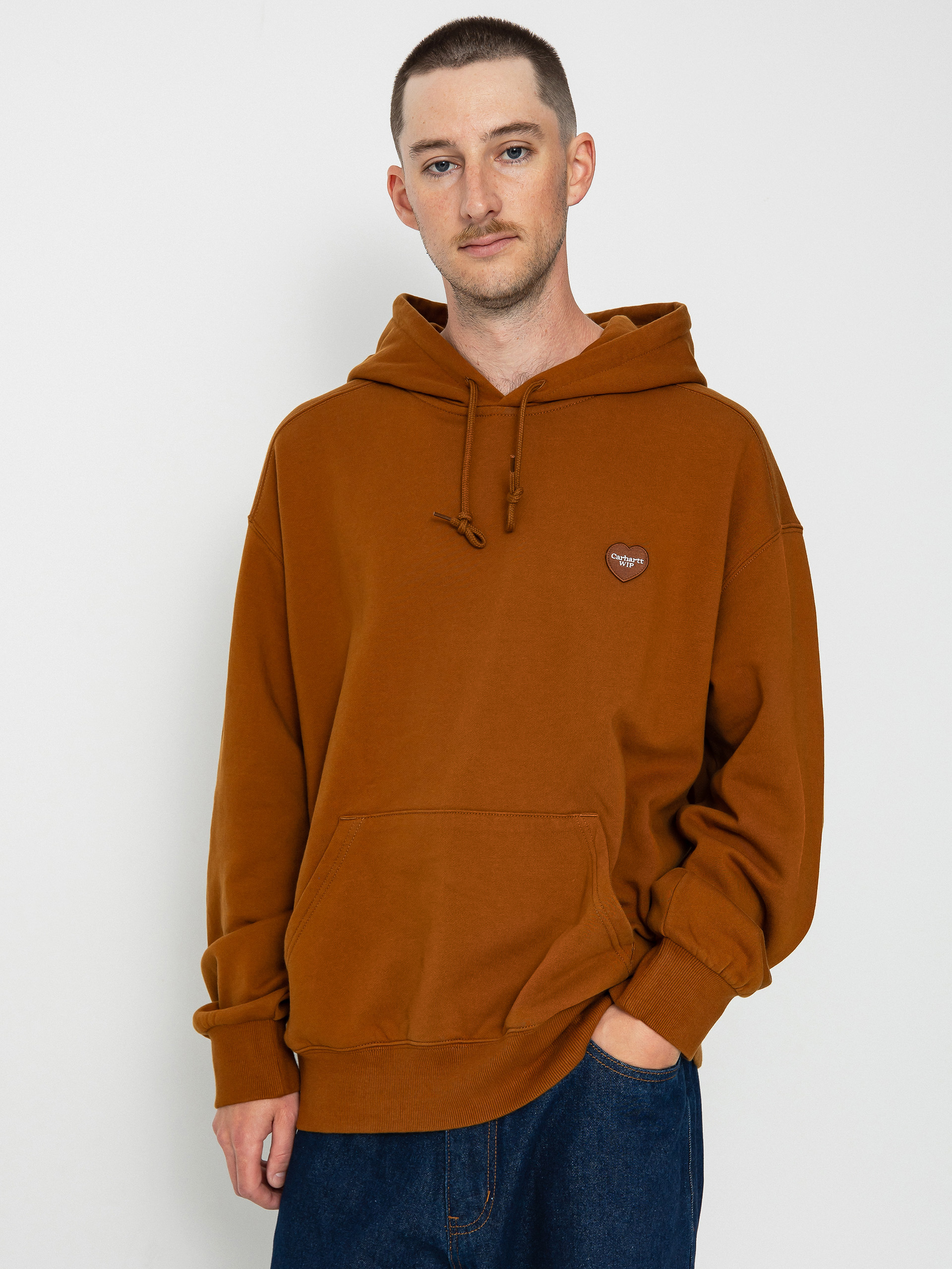 Hanorac cu glugă Carhartt WIP Heart Patch HD (deep h brown)