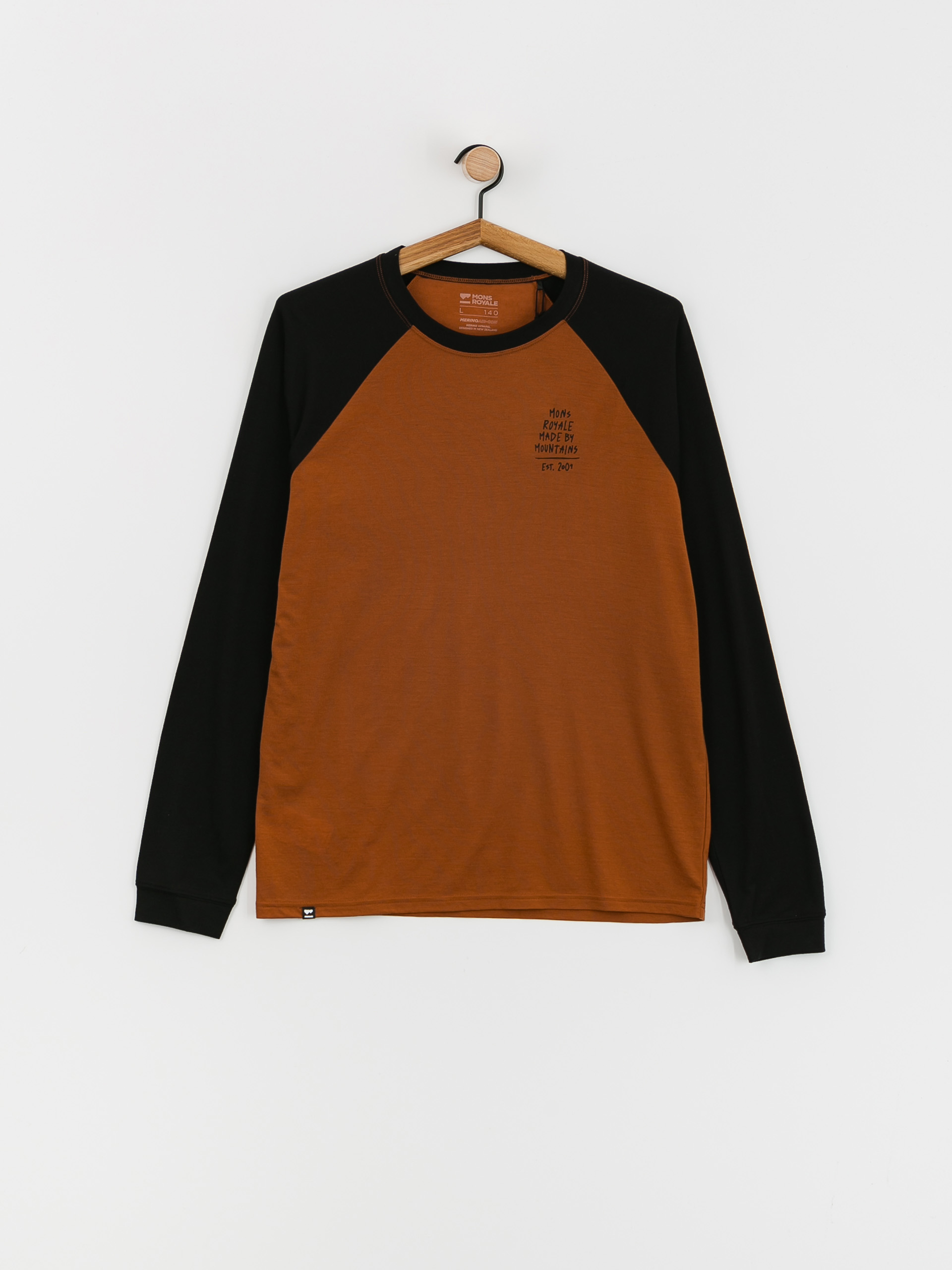 Pentru bărbați Tricou termic Mons Royale Icon Merino Raglan (black/copper)