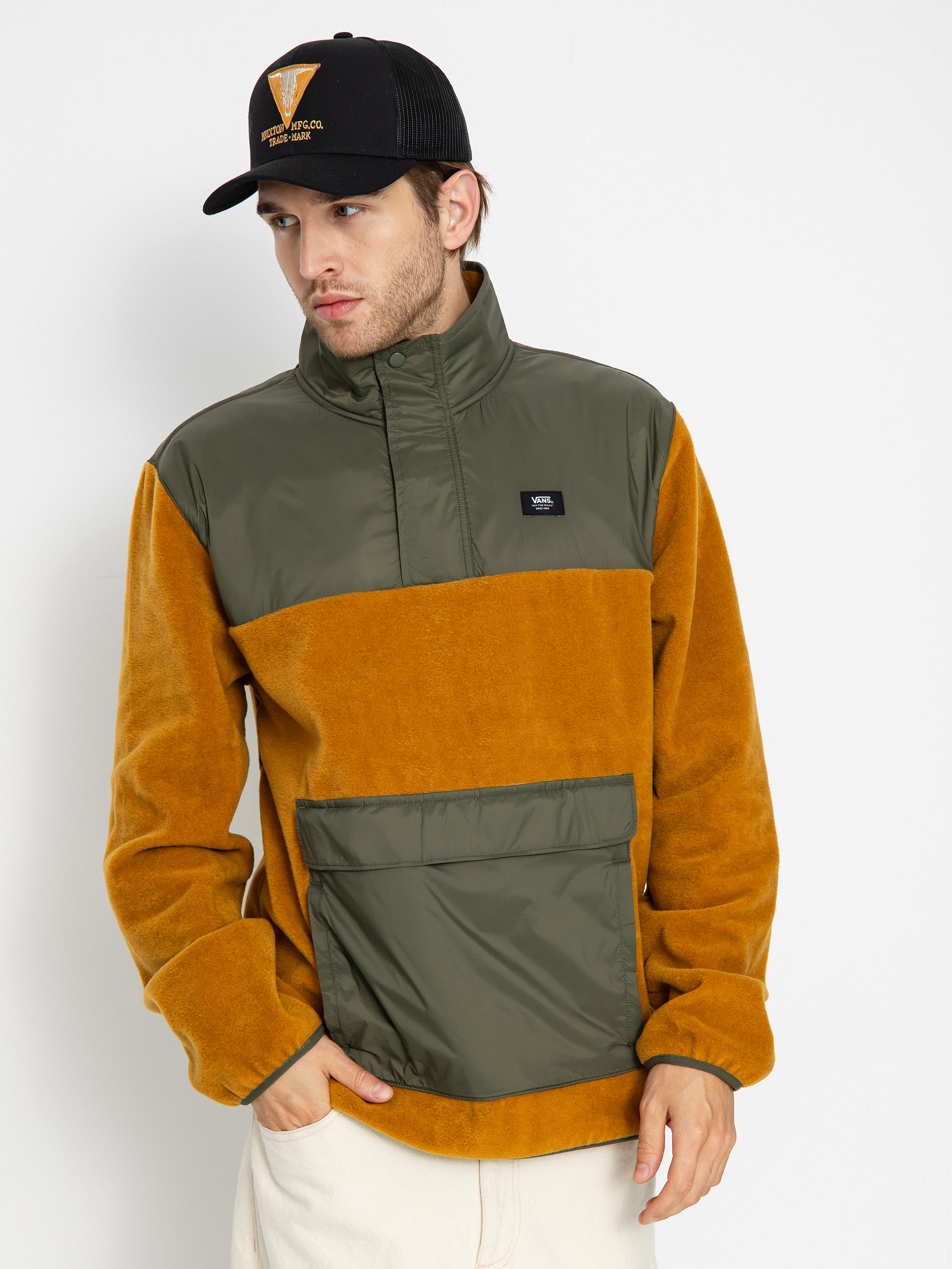 Hanorac din fleece Vans Mammoth (golden brown/grape leaf)