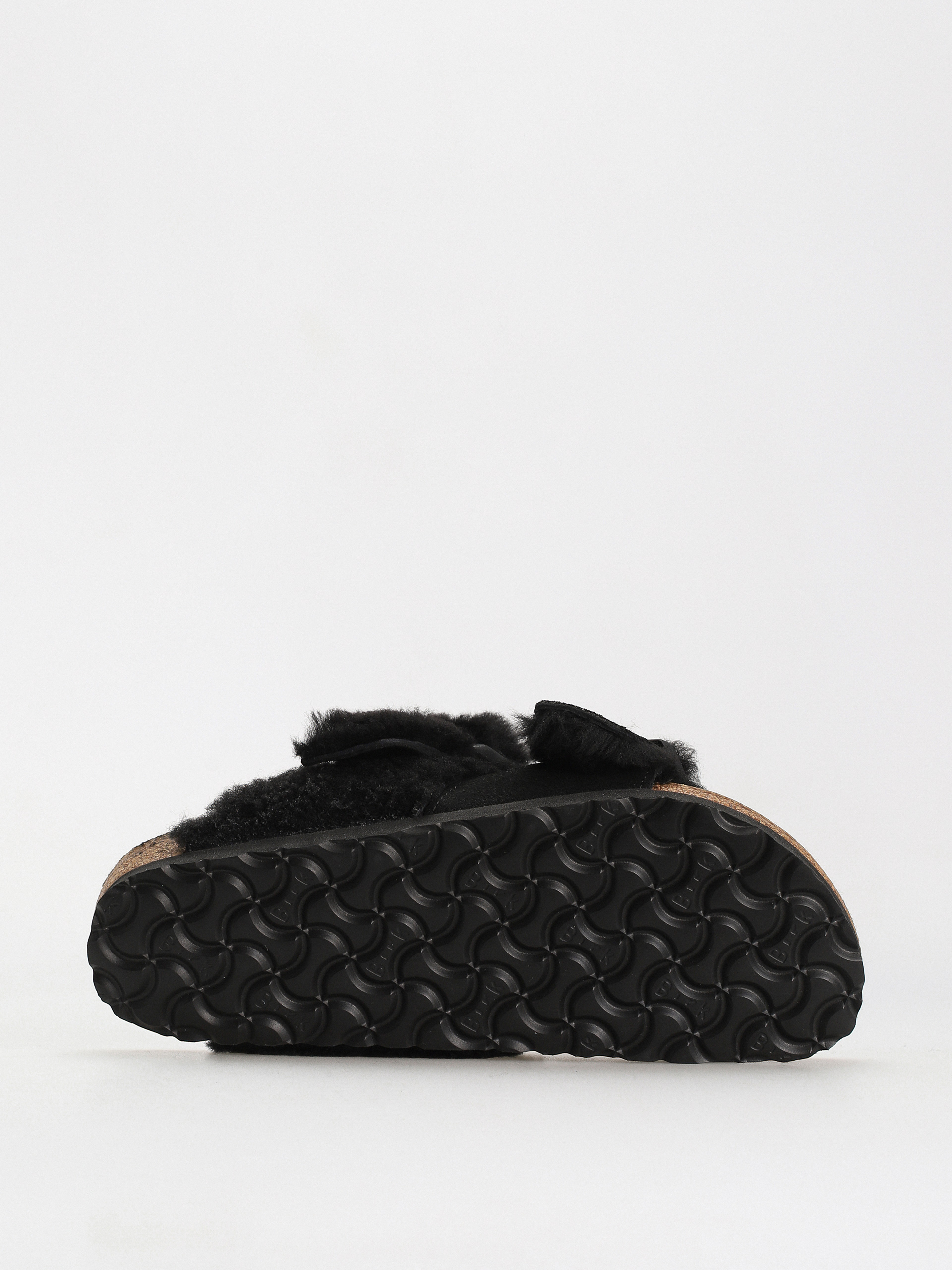 Șlapi Birkenstock Arizona Split Teddy Parts Rivet Logo Suede Leather/Fur Narrow Wmn (black)