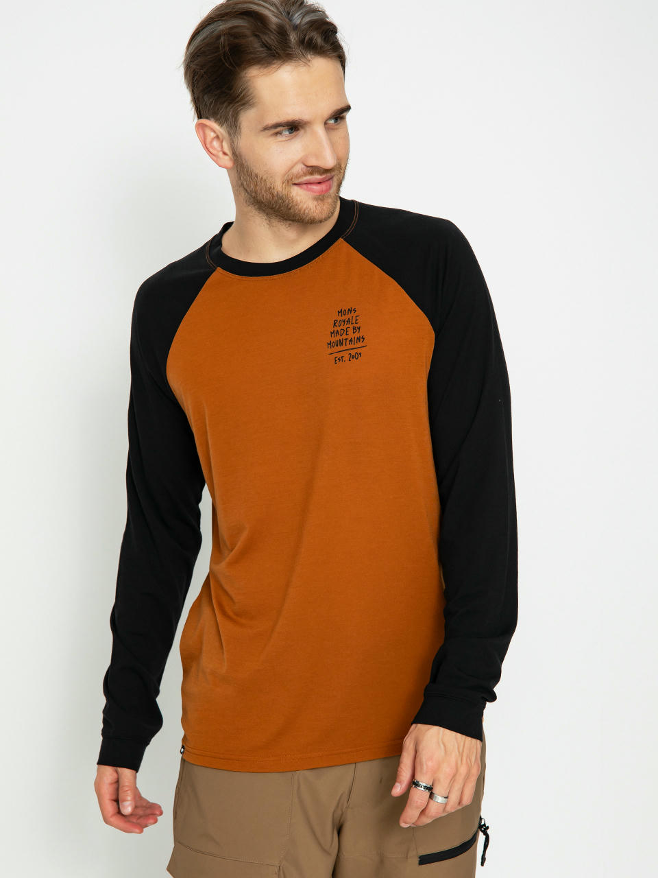 Tricou termic Mons Royale Icon Merino Raglan (black/copper)