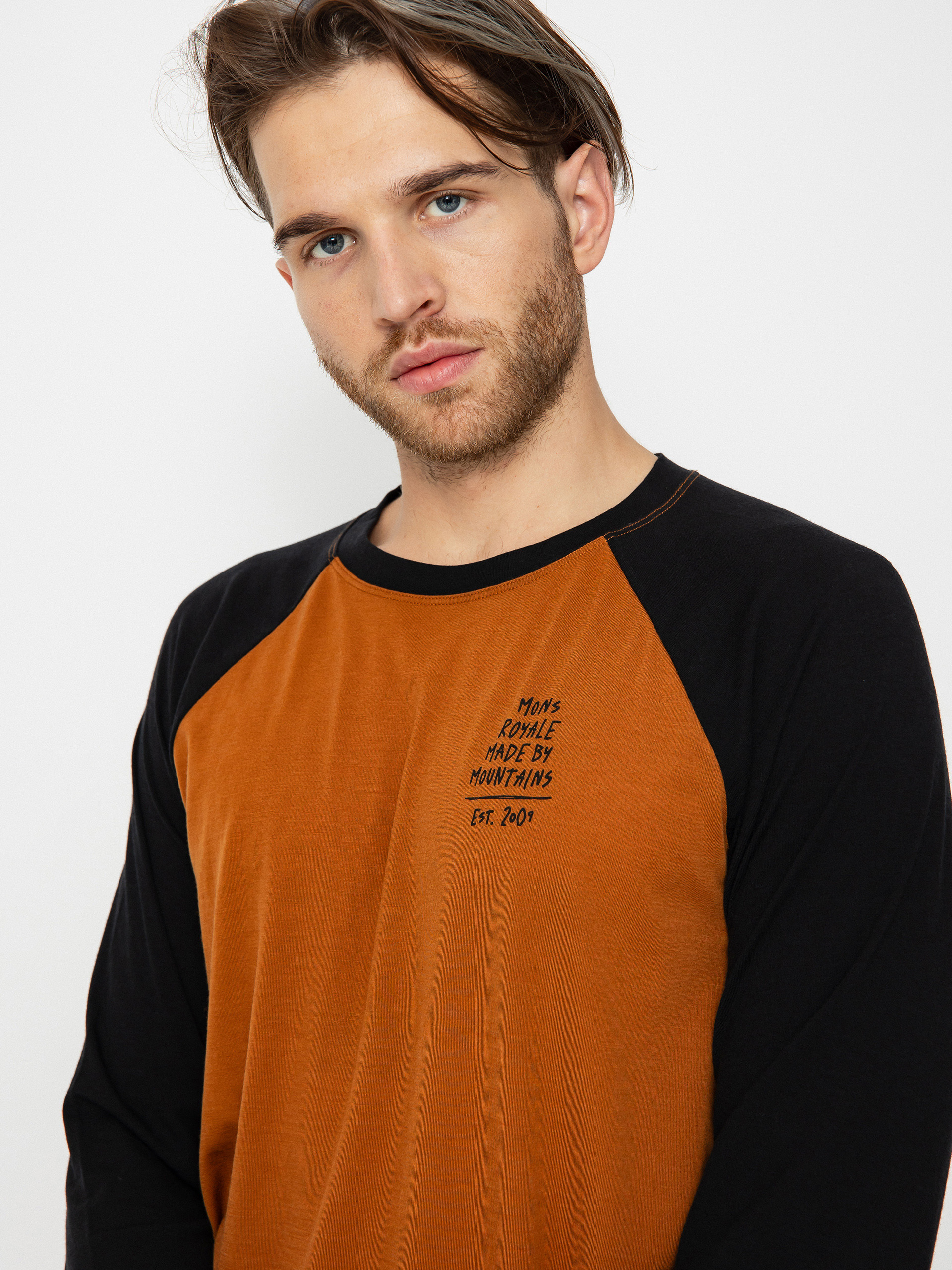 Pentru bărbați Tricou termic Mons Royale Icon Merino Raglan (black/copper)