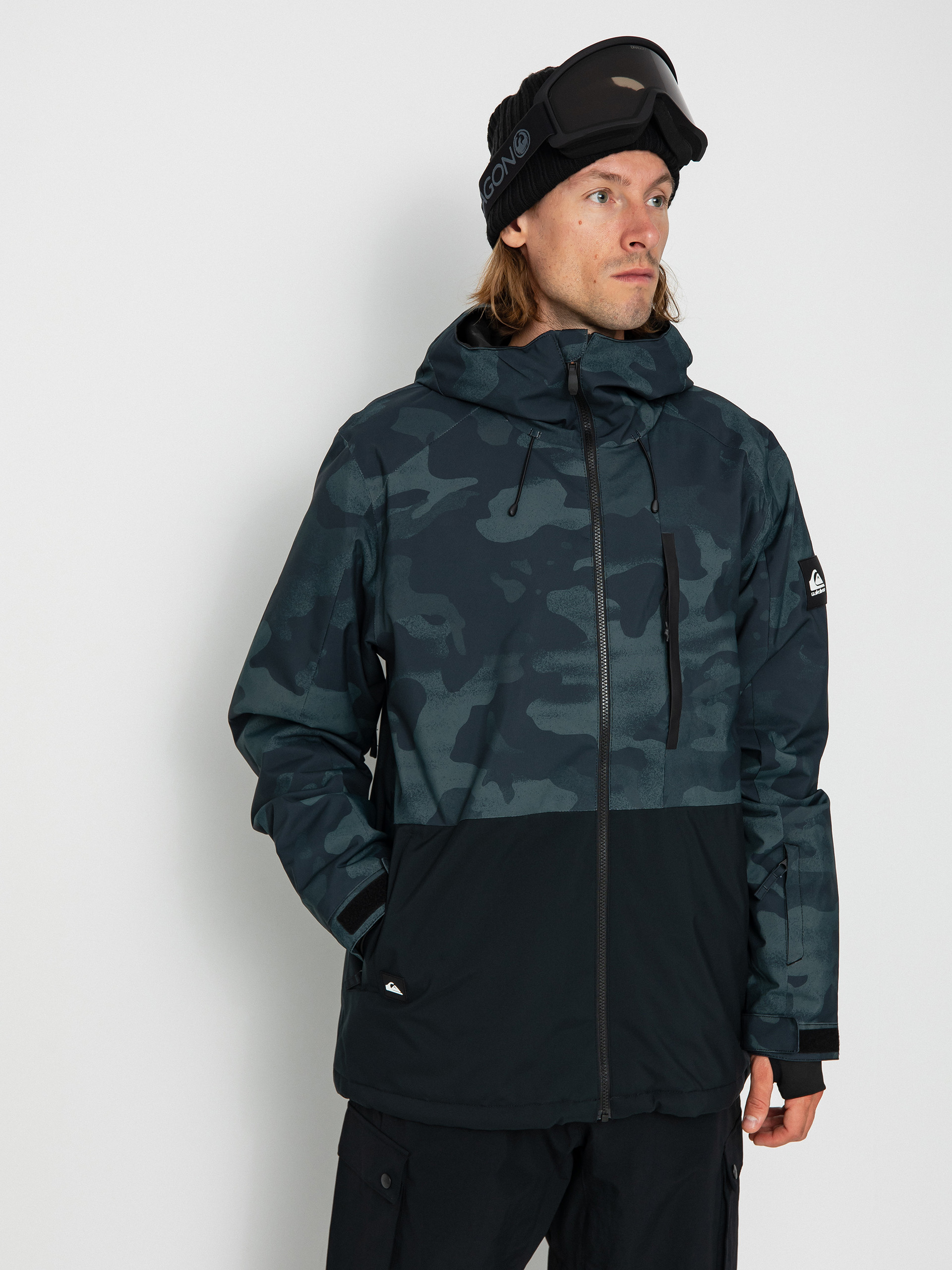 Pentru bărbați Geacă de snowboard Quiksilver Mission Printed Block (spray camo true black)