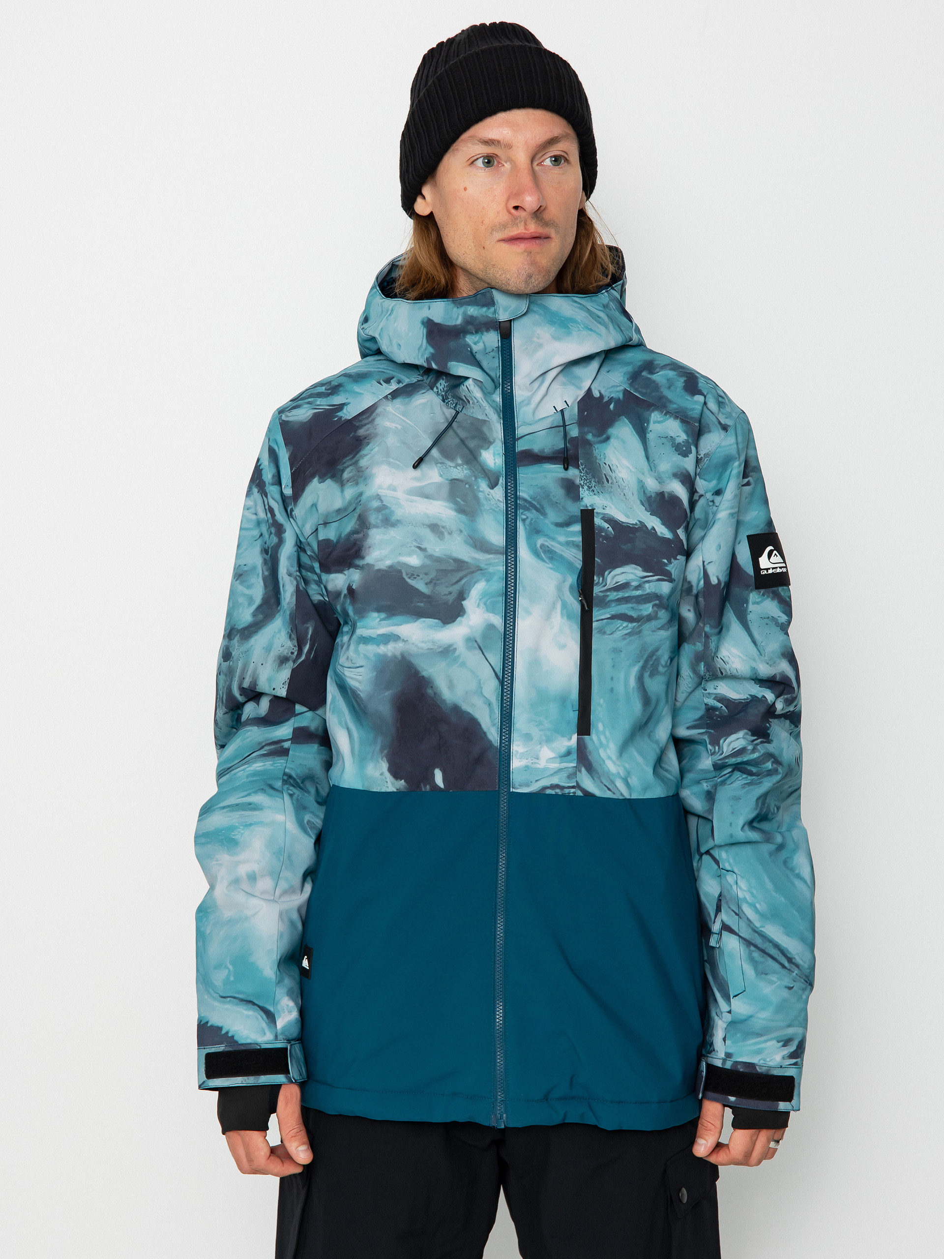 Pentru bărbați Geacă de snowboard Quiksilver Mission Printed Block (resin tint majolica blue)