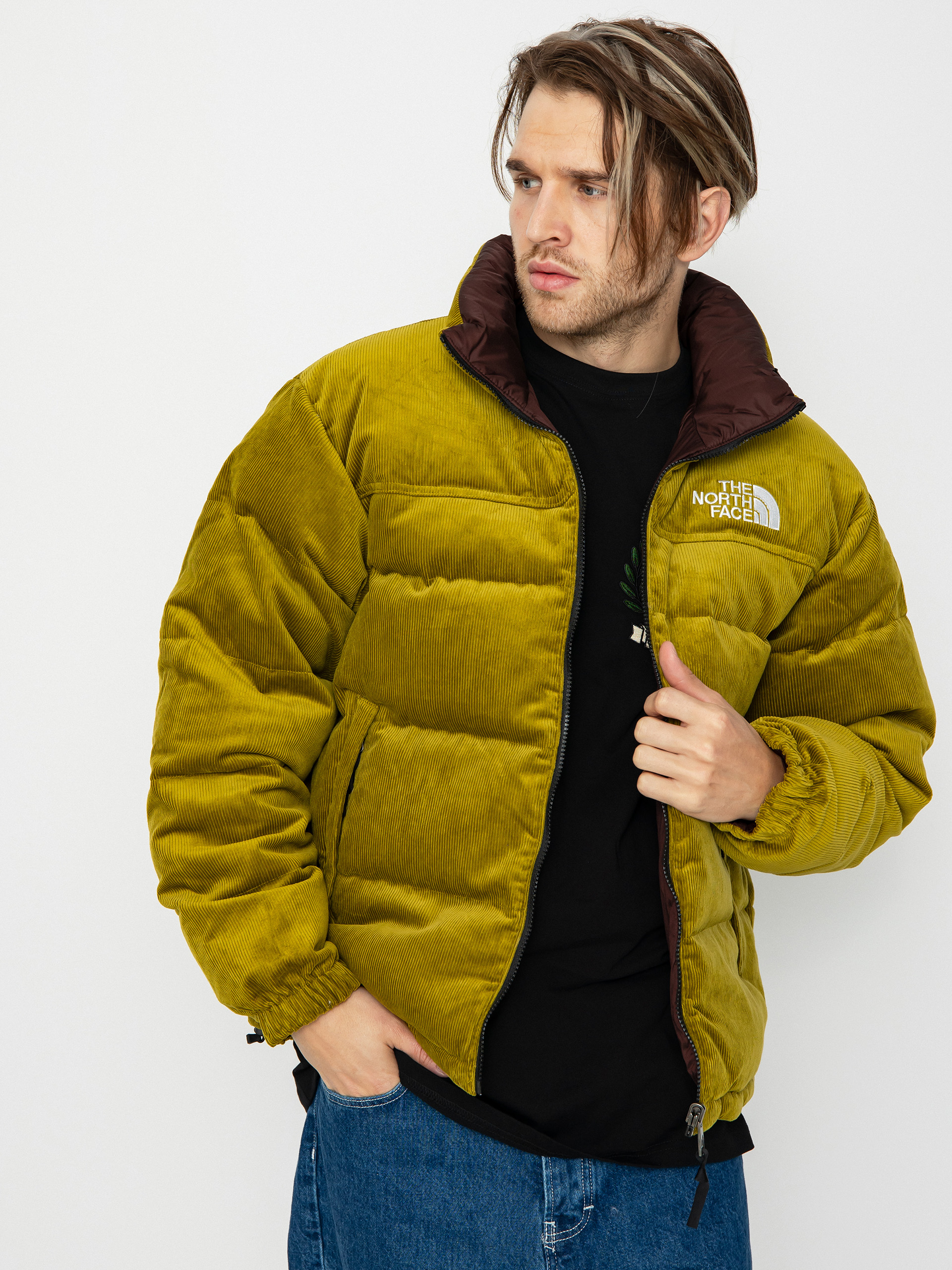 Geacă The North Face 92 Reversible Nuptse (sulphur moss/coal brown)