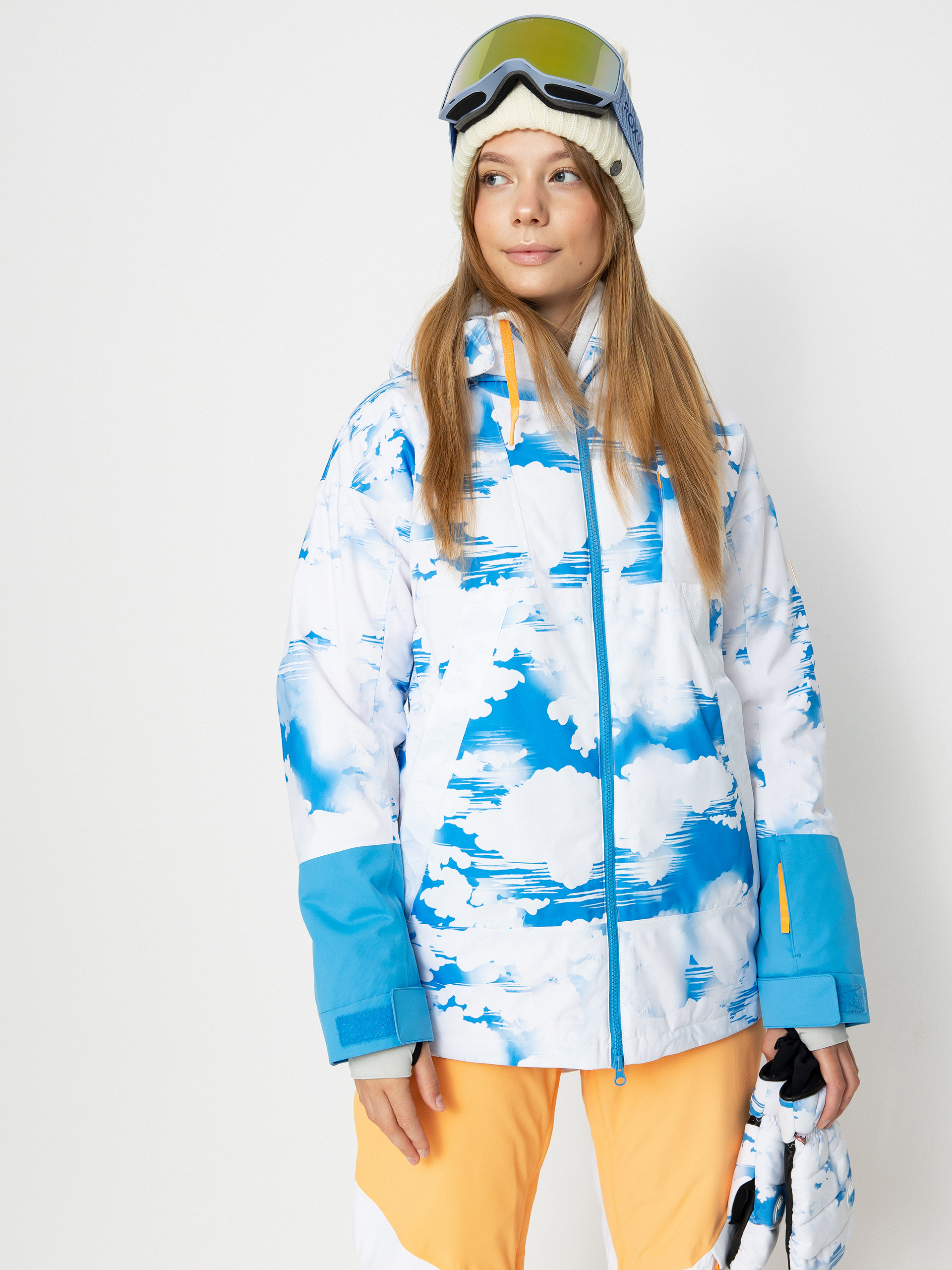 Pentru femei Geacă de snowboard Roxy Chloe Kim (azure blue clouds)