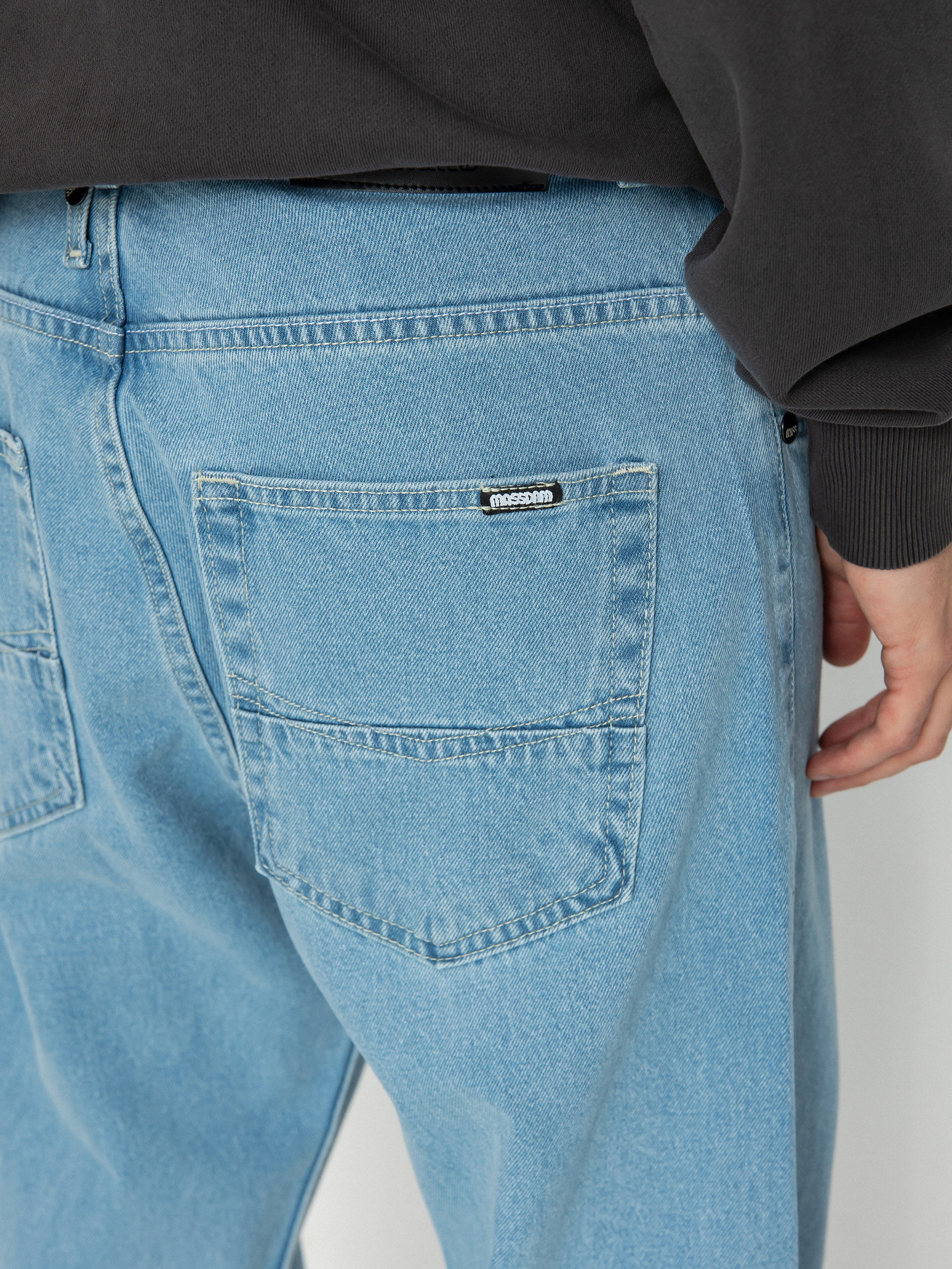 Pantaloni MassDnm Slang Jeans Baggi Fit (Light Blue Stone Wash)