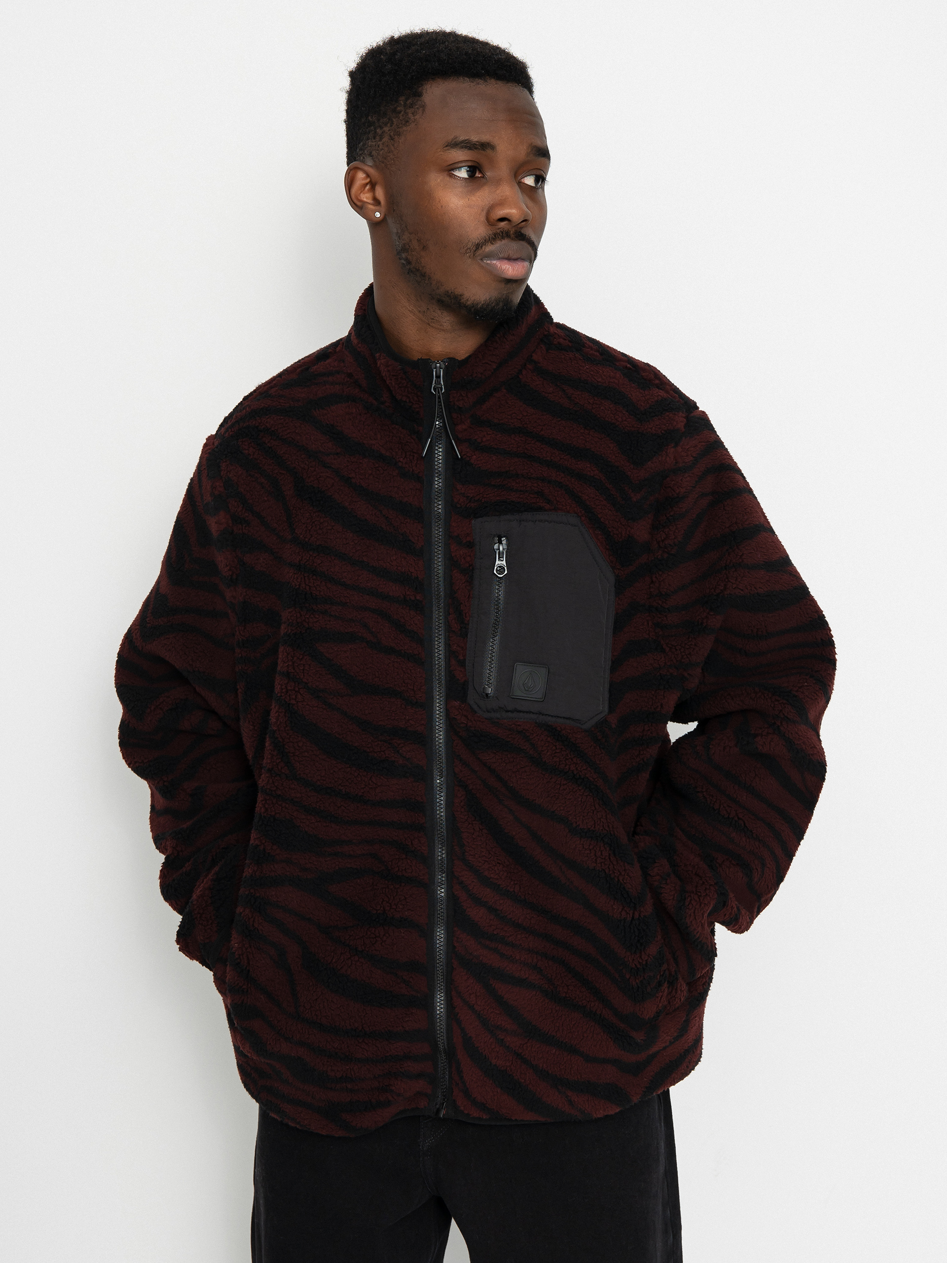 Pentru bărbați Hanorac din fleece Volcom Muzzer Fuzzar Zip (bitter chocolate)