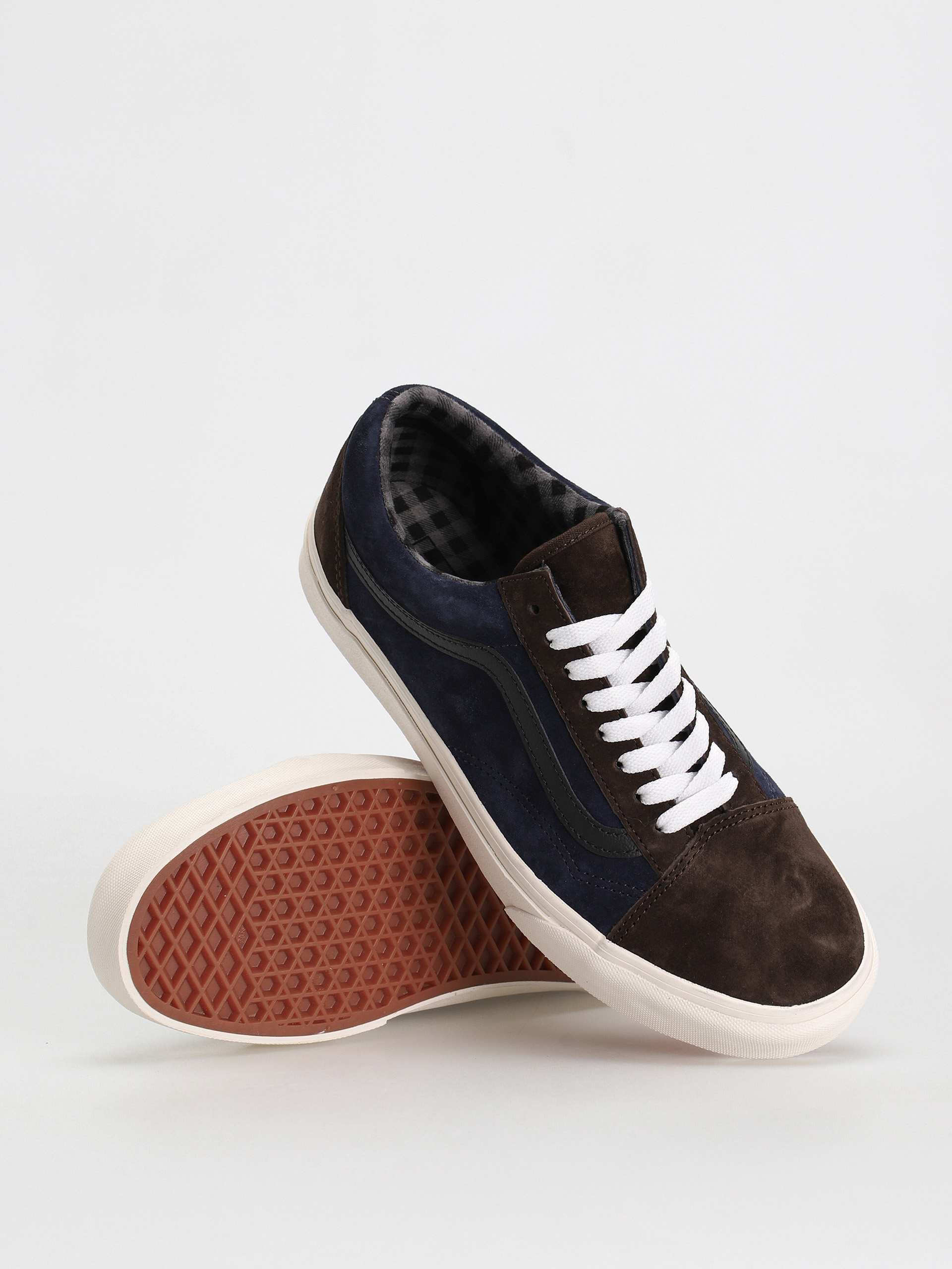 Pantofi Vans Old Skool (pig suede plaid brown/navy)